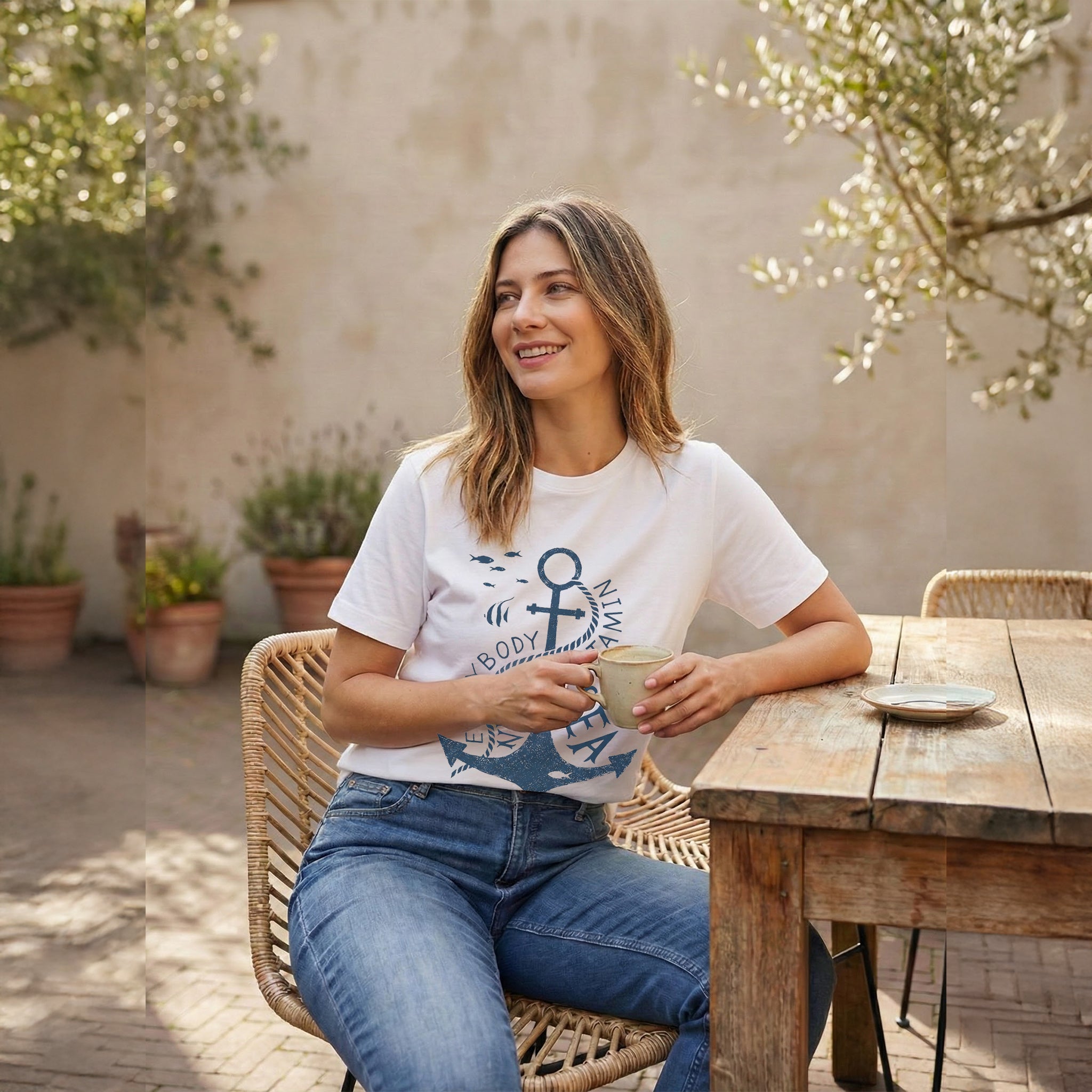 Every Body Needs Vitamin Sea — Anchor Graphic Tee (Pure White)