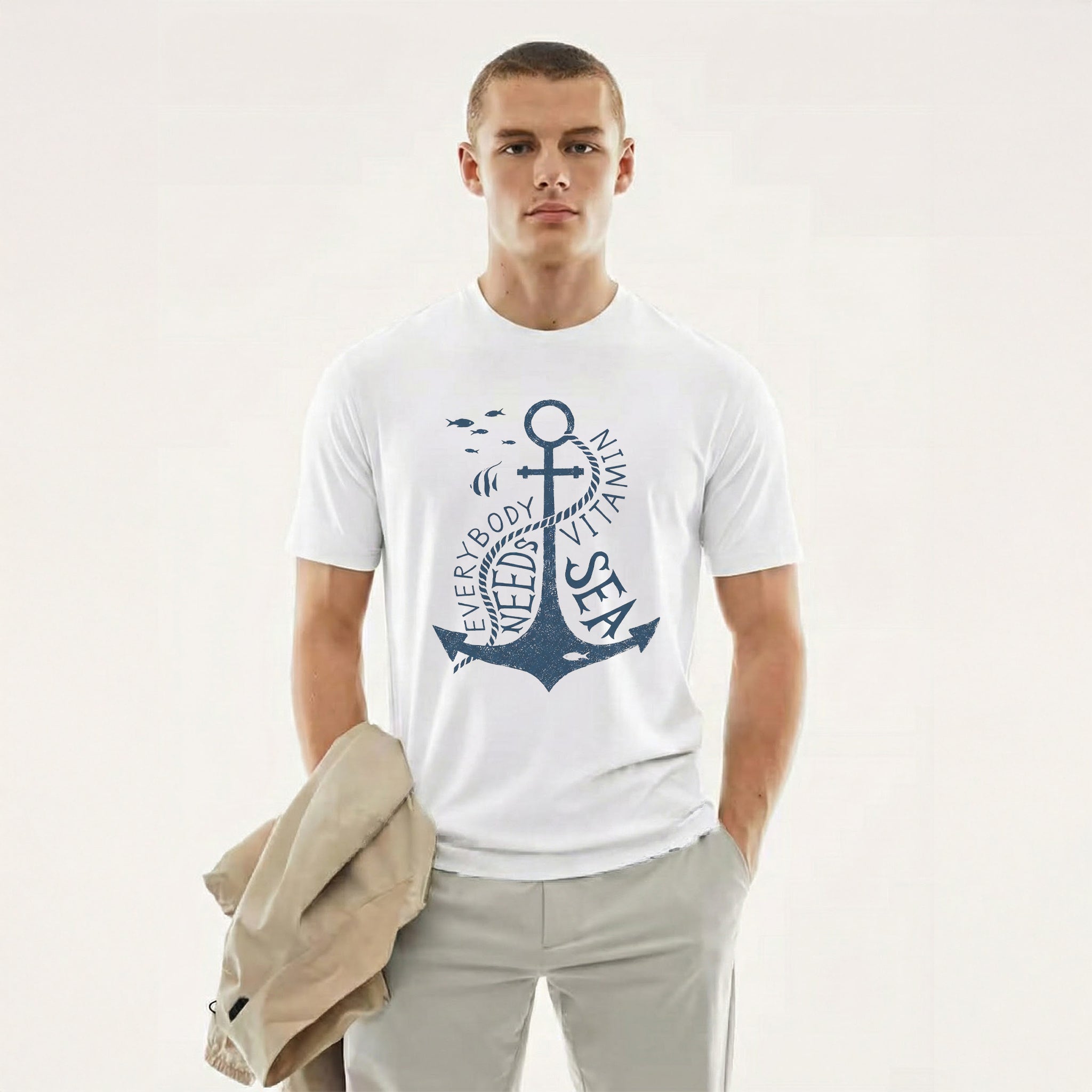 Every Body Needs Vitamin Sea — Anchor Graphic Tee (Pure White)
