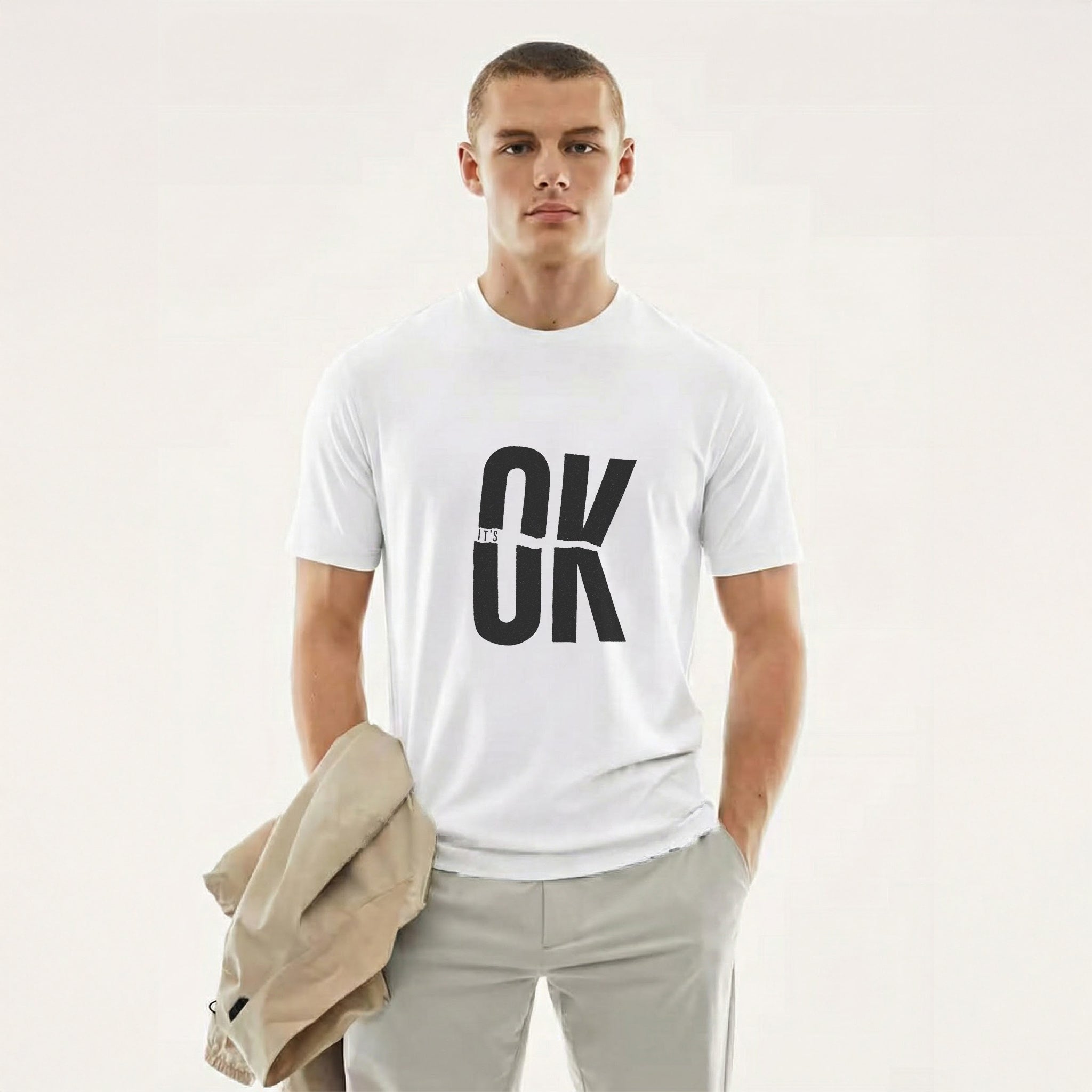 It’s OK — Minimal Statement Typography Tee (Pure White)