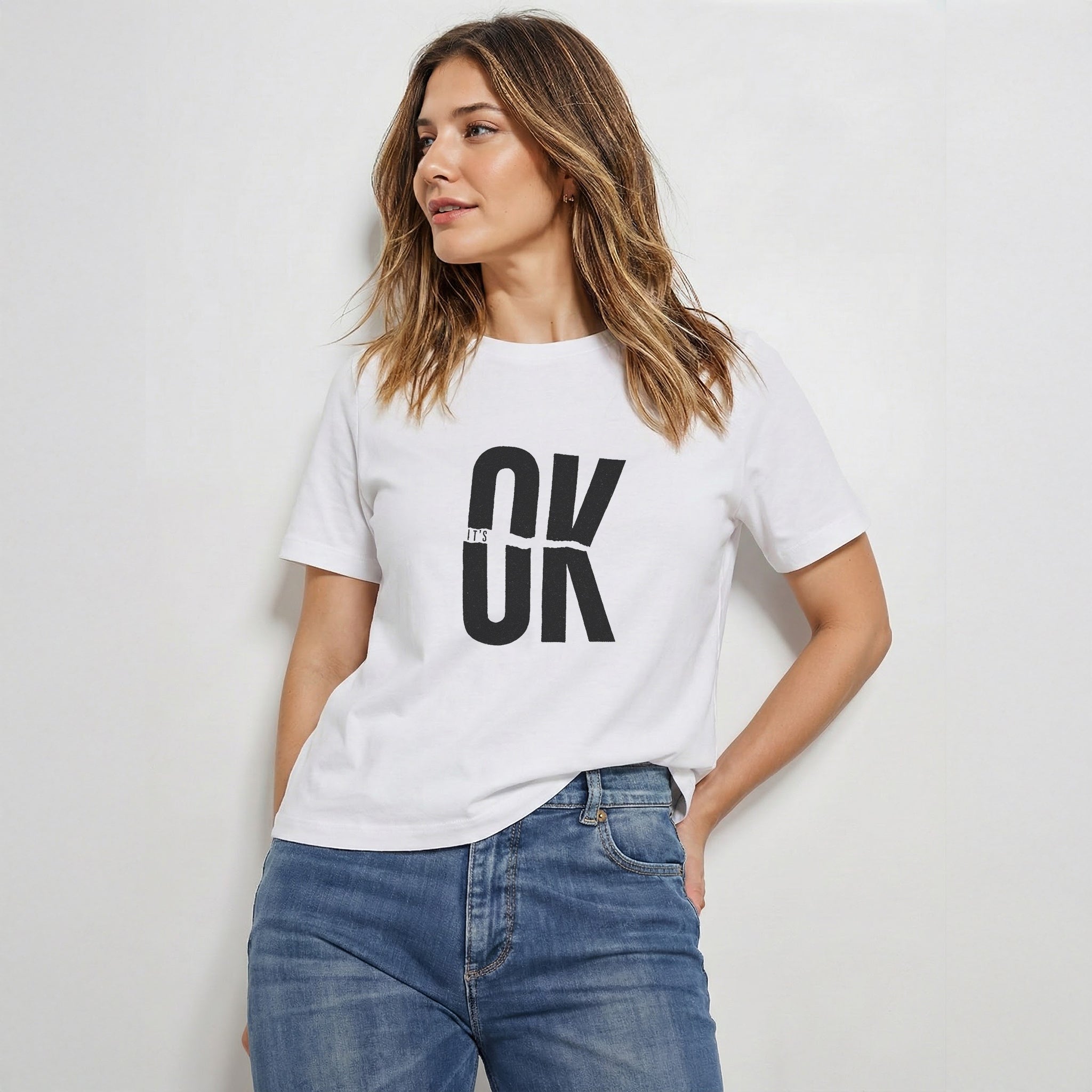 It’s OK — Minimal Statement Typography Tee (Pure White)