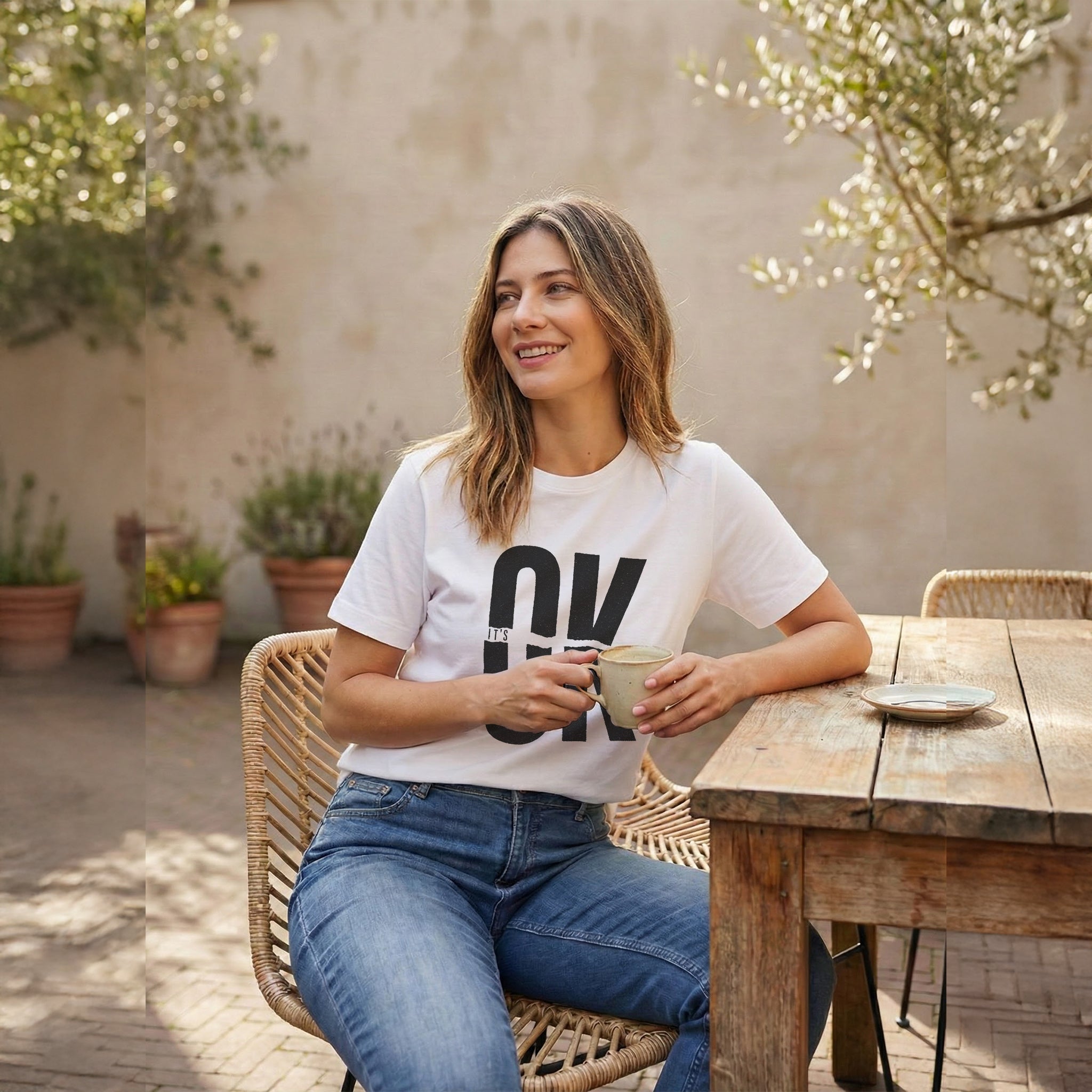 It’s OK — Minimal Statement Typography Tee (Pure White)