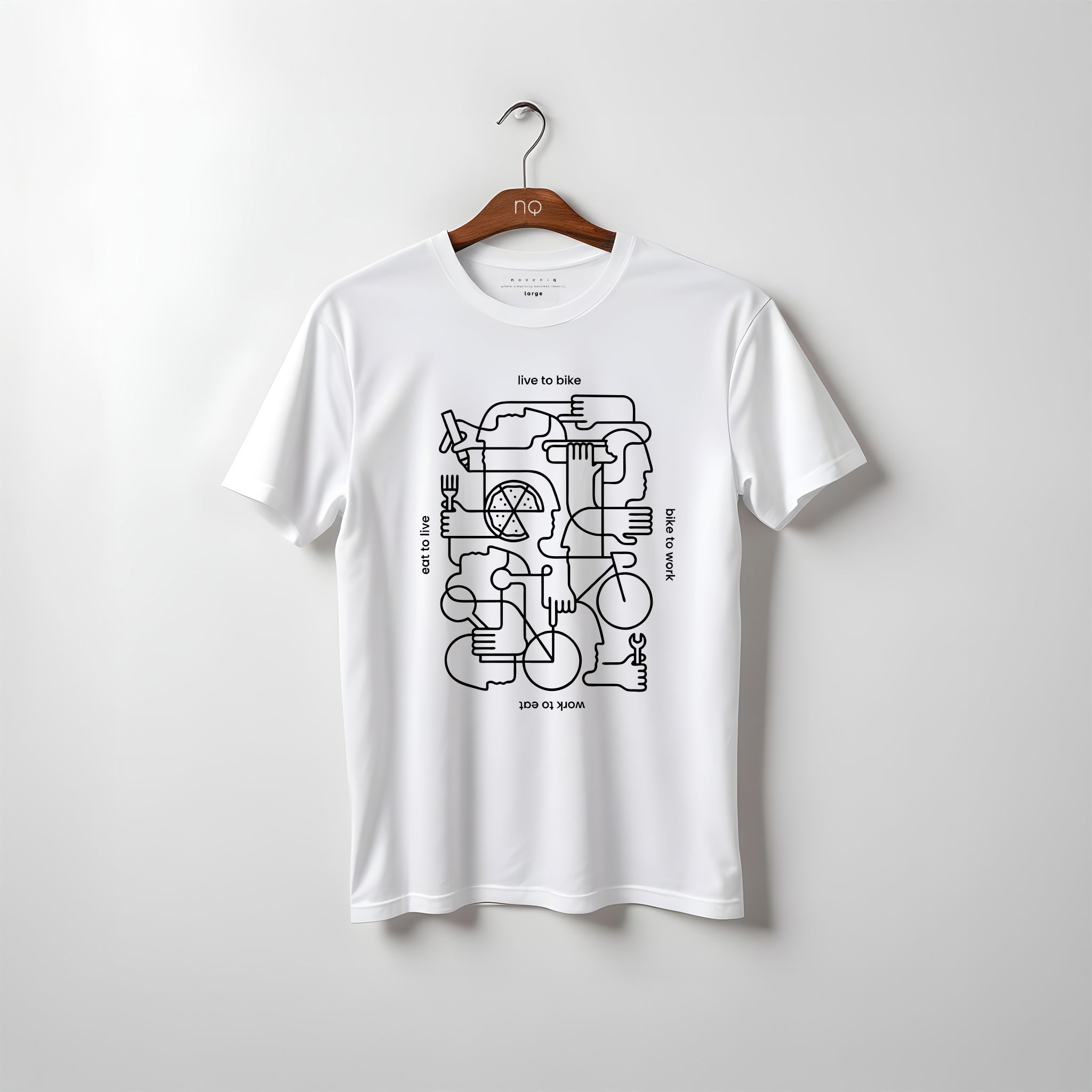 LIVE TO BIKE — Continuous Line Cycling Tee (Pure White)