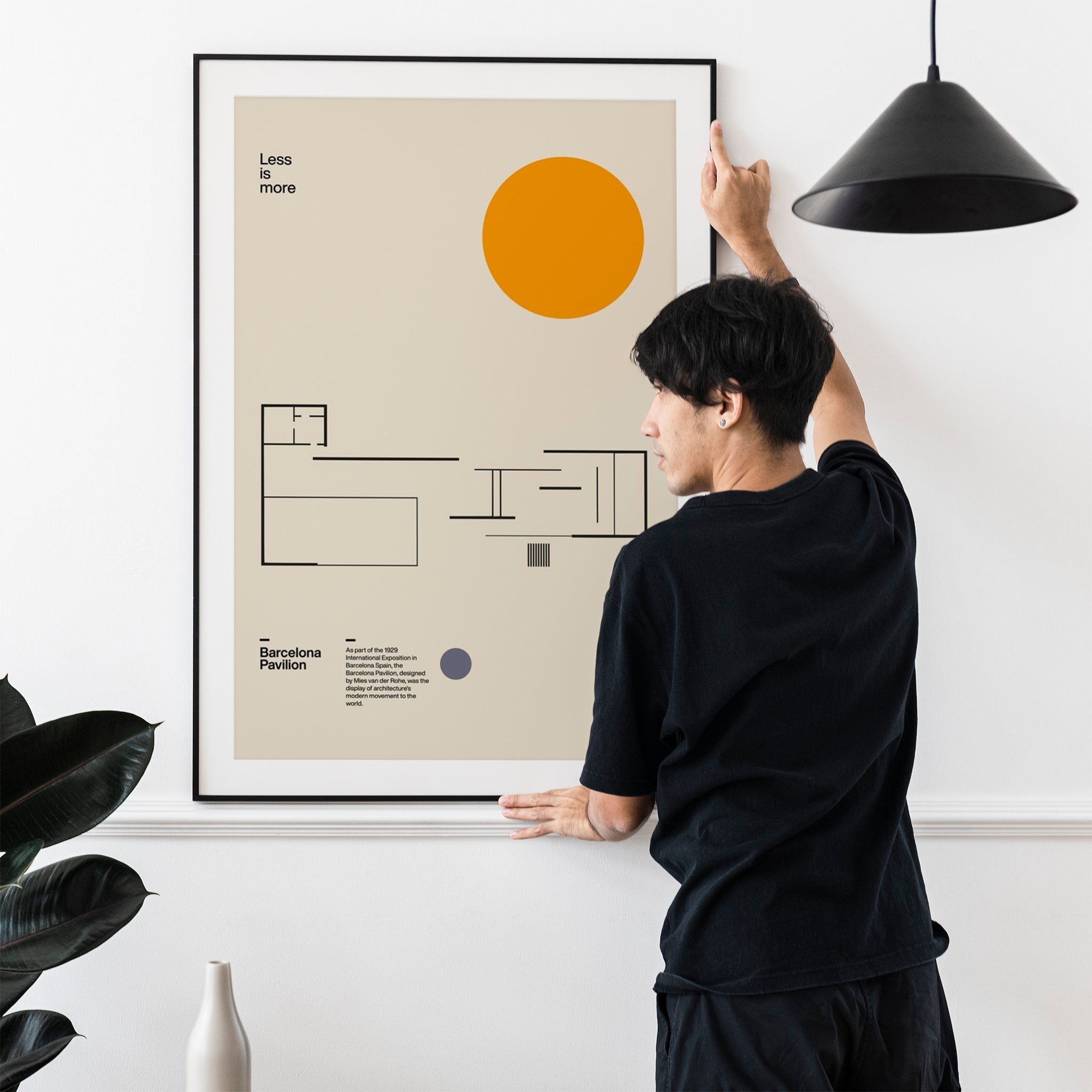 Less Is More — Barcelona Pavilion Minimal Art Poster
