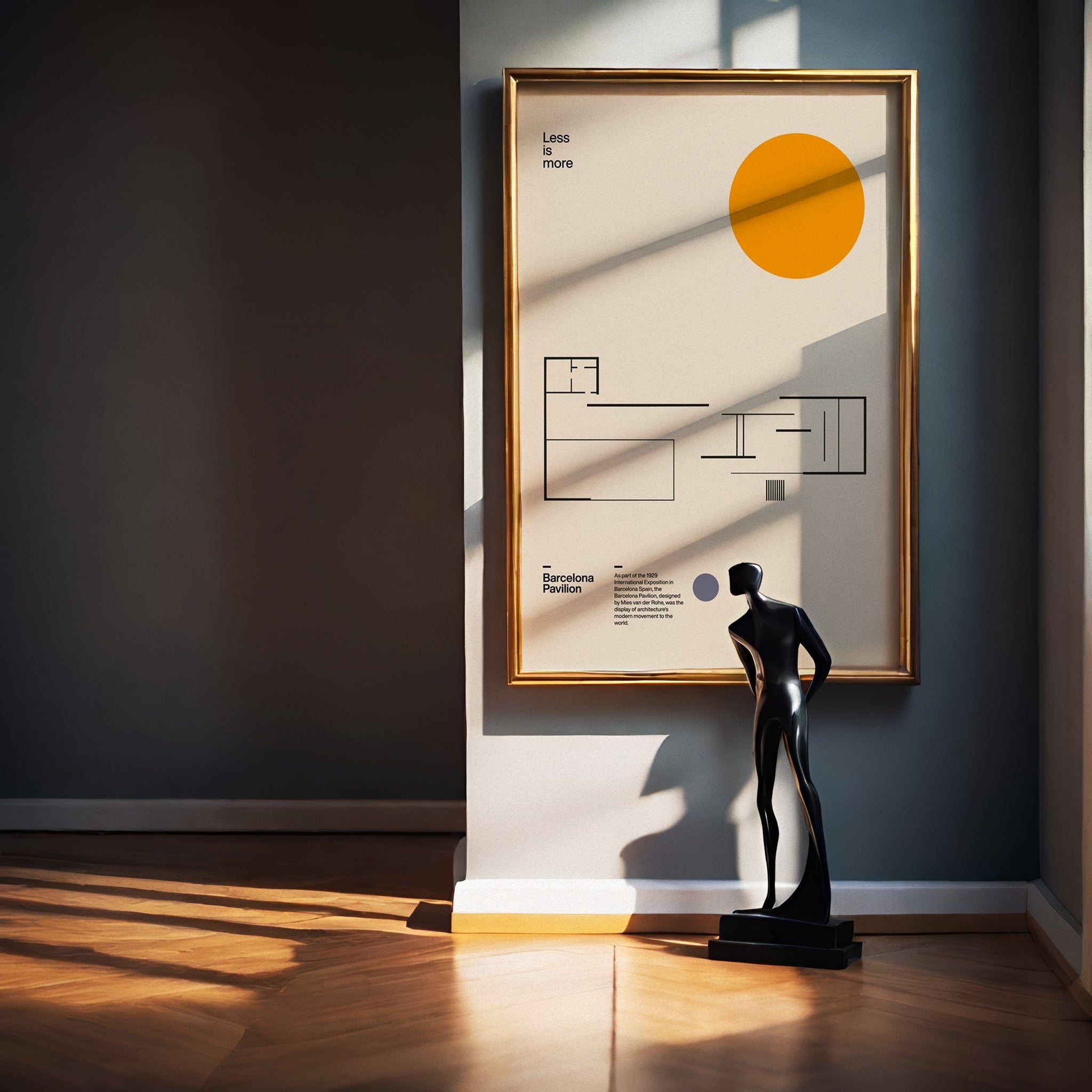 Less Is More — Barcelona Pavilion Minimal Art Poster