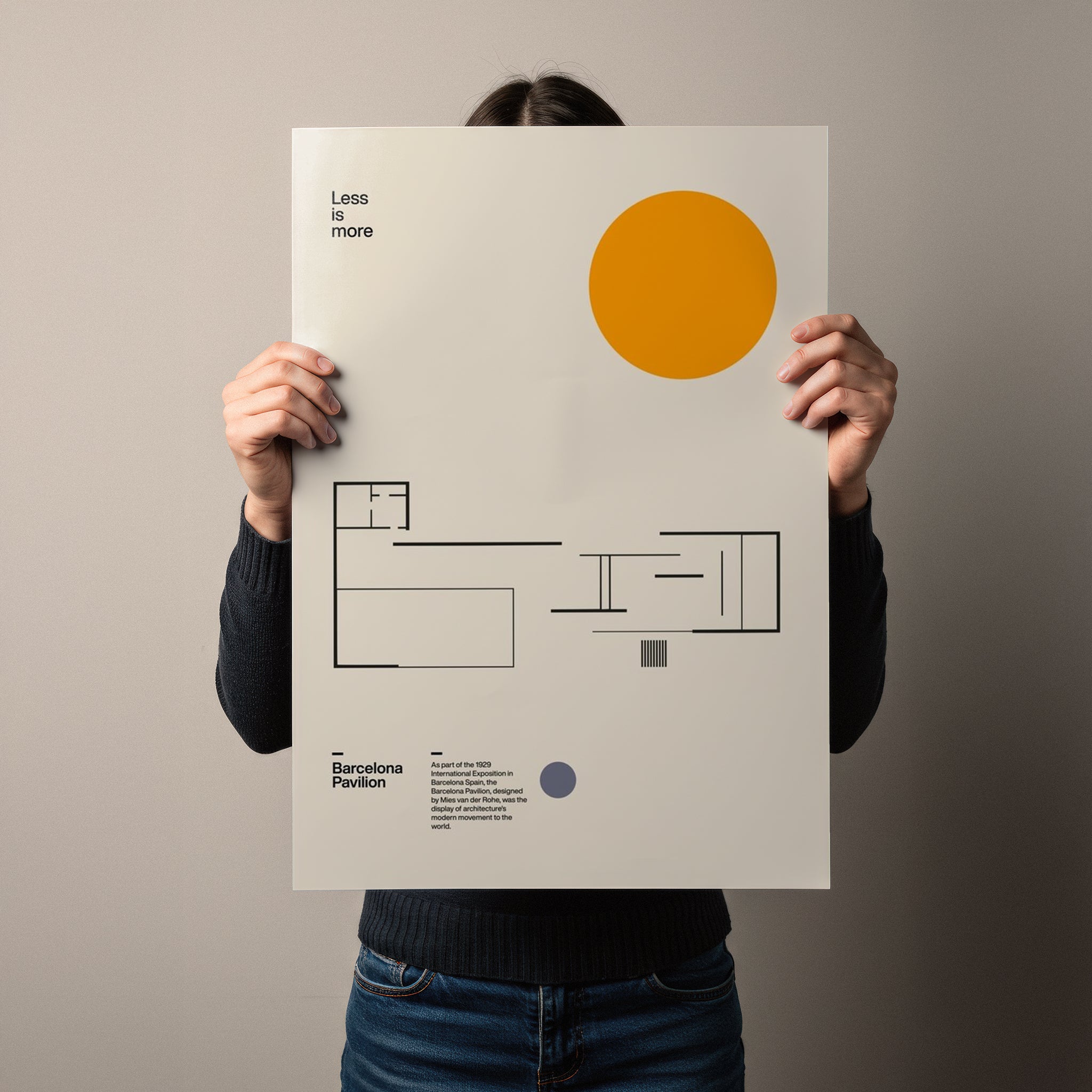 Less Is More — Barcelona Pavilion Minimal Art Poster
