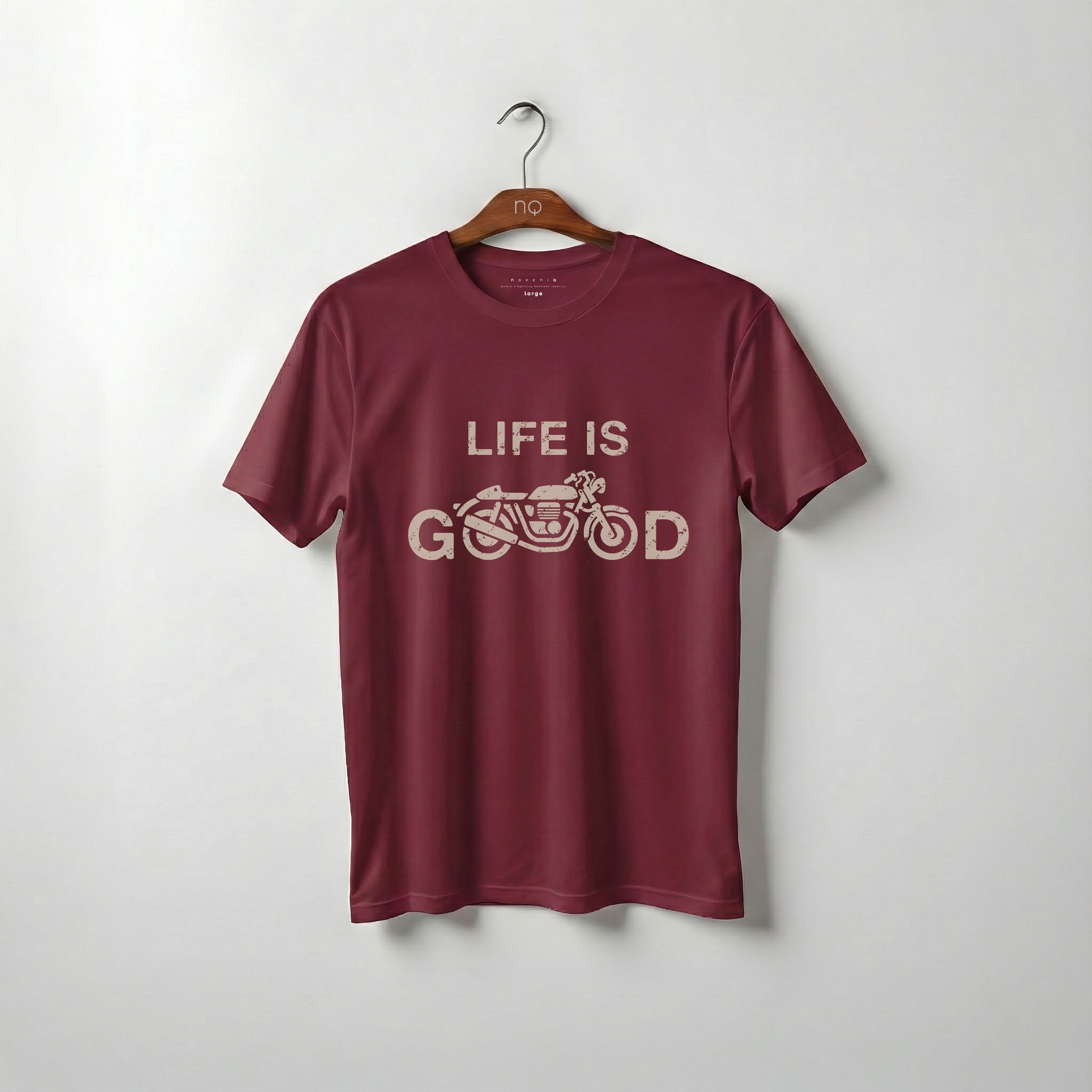 Life Is Good — Vintage Motorcycle Graphic Tee (Burgundy)