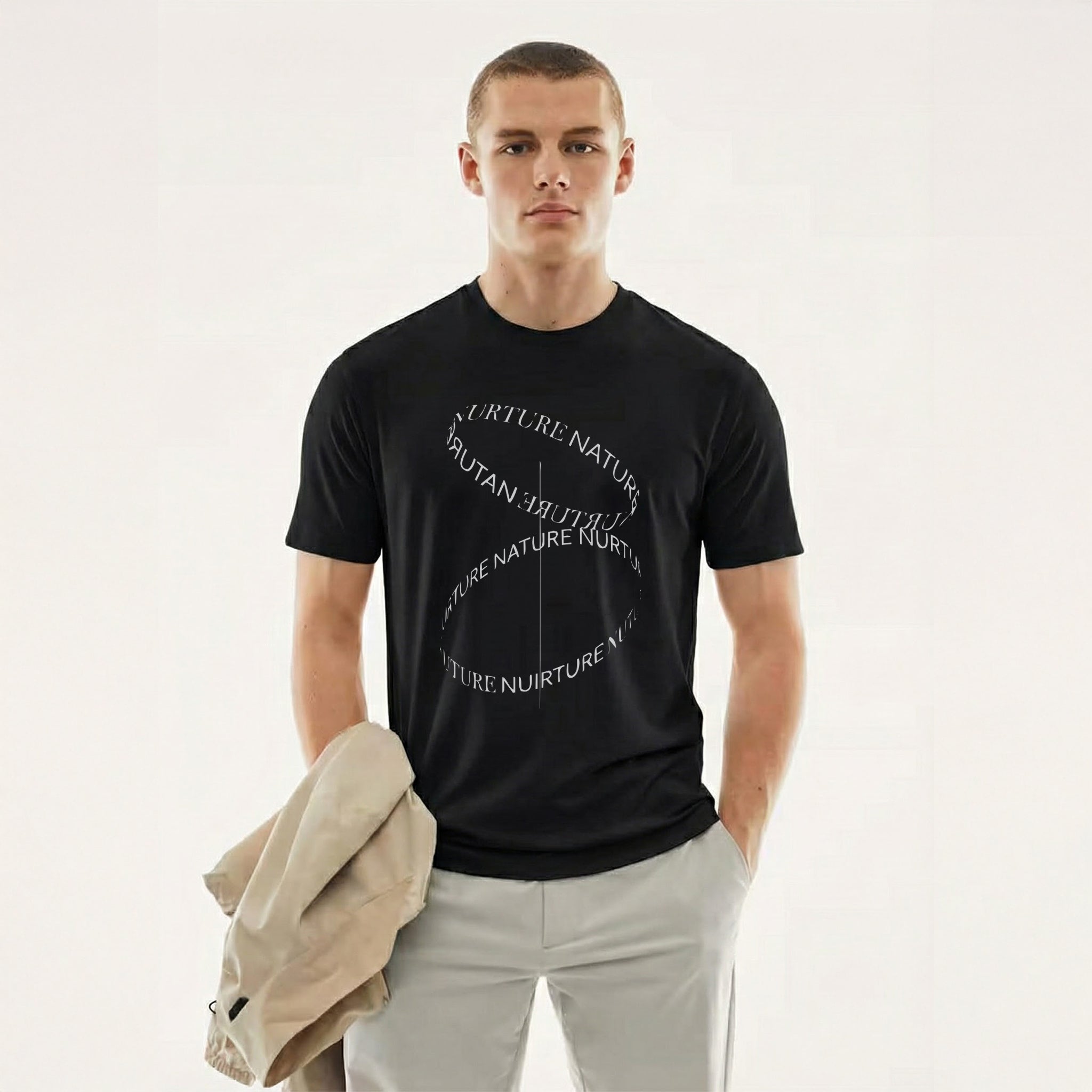 NATURE / NURTURE — Infinity Loop Typography Tee (Onyx Black)