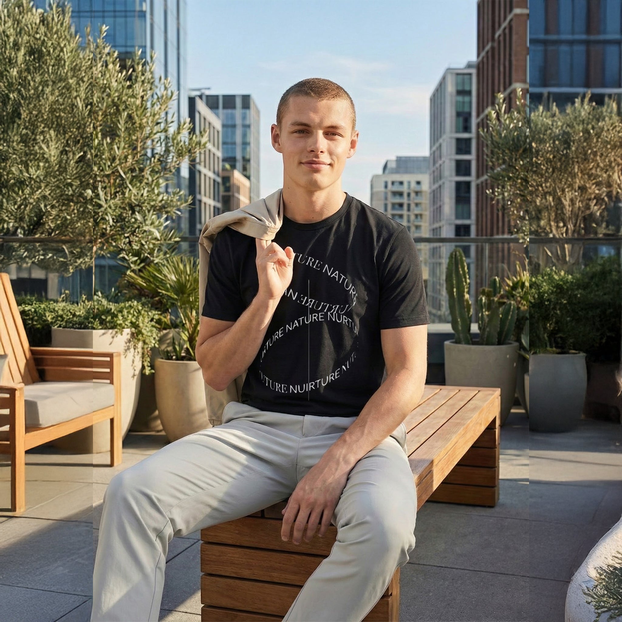 NATURE / NURTURE — Infinity Loop Typography Tee (Onyx Black)
