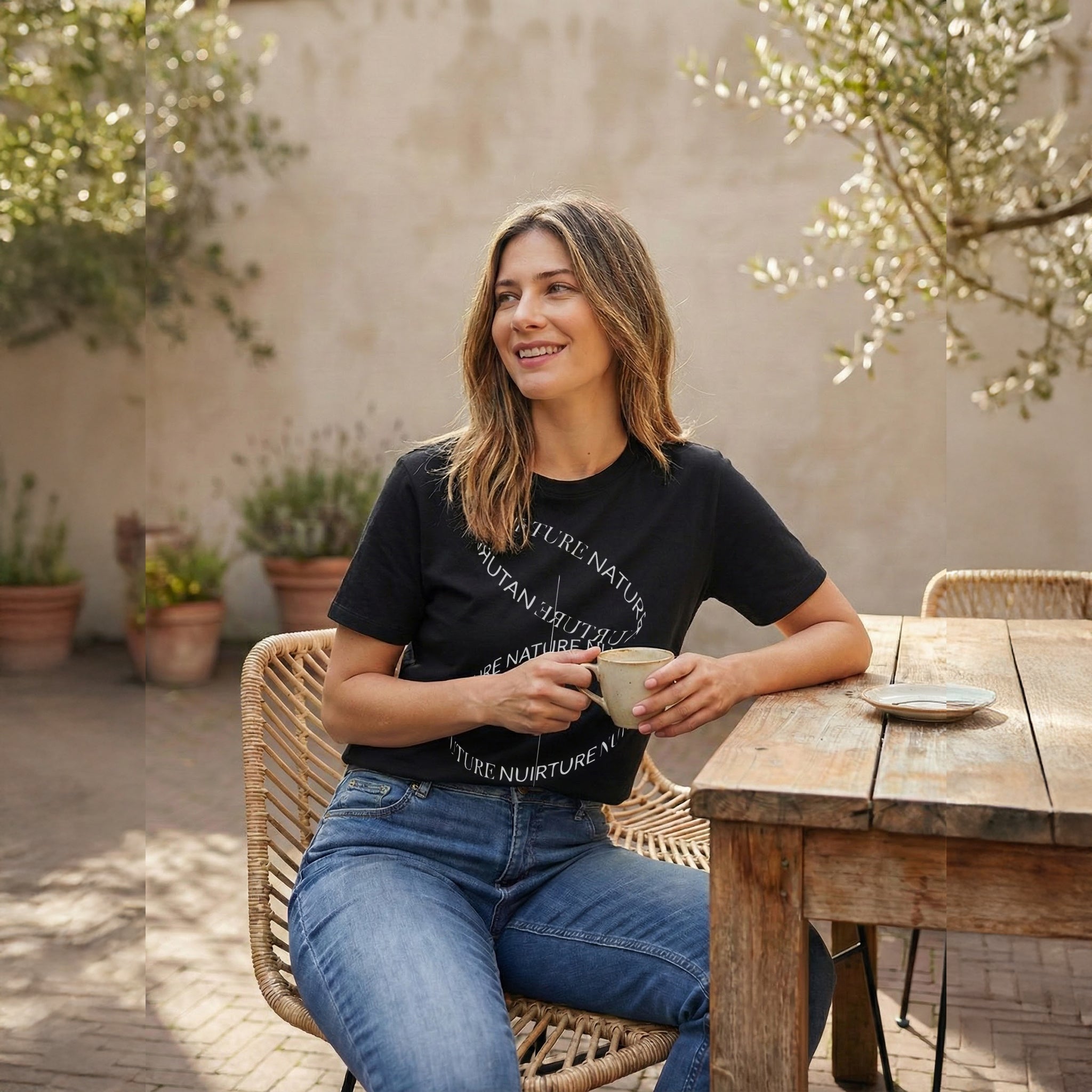 NATURE / NURTURE — Infinity Loop Typography Tee (Onyx Black)