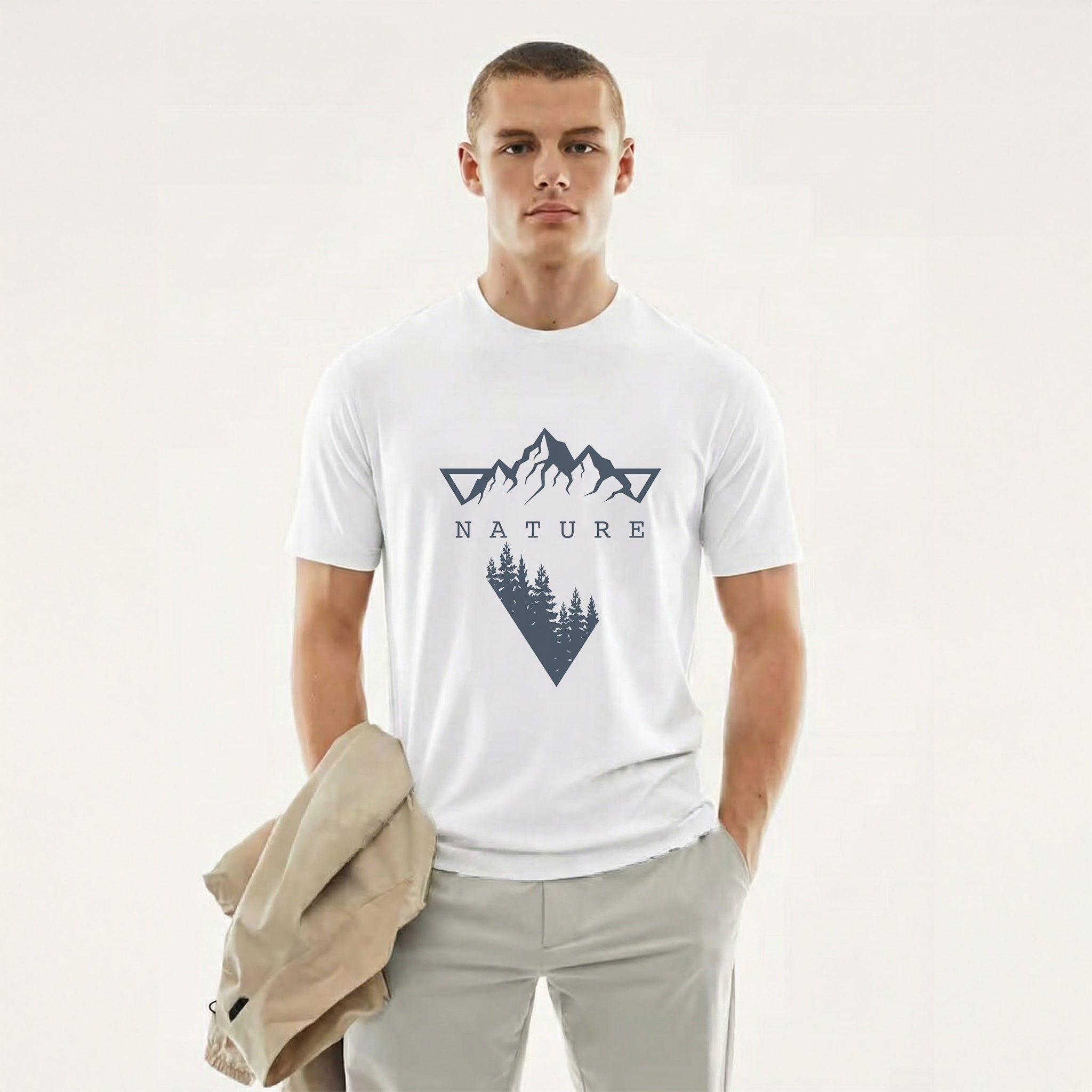 Nature Within — Mountain & Forest Graphic Tee (Pure White)