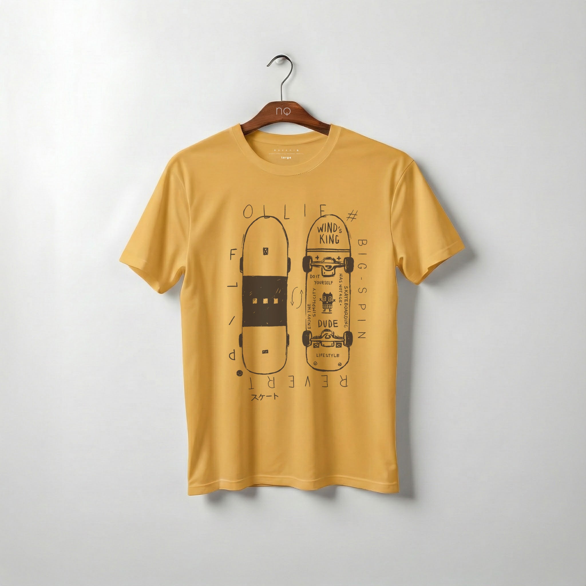 Ollie Flip — Skateboard Graphic Tee (Golden Mustard)