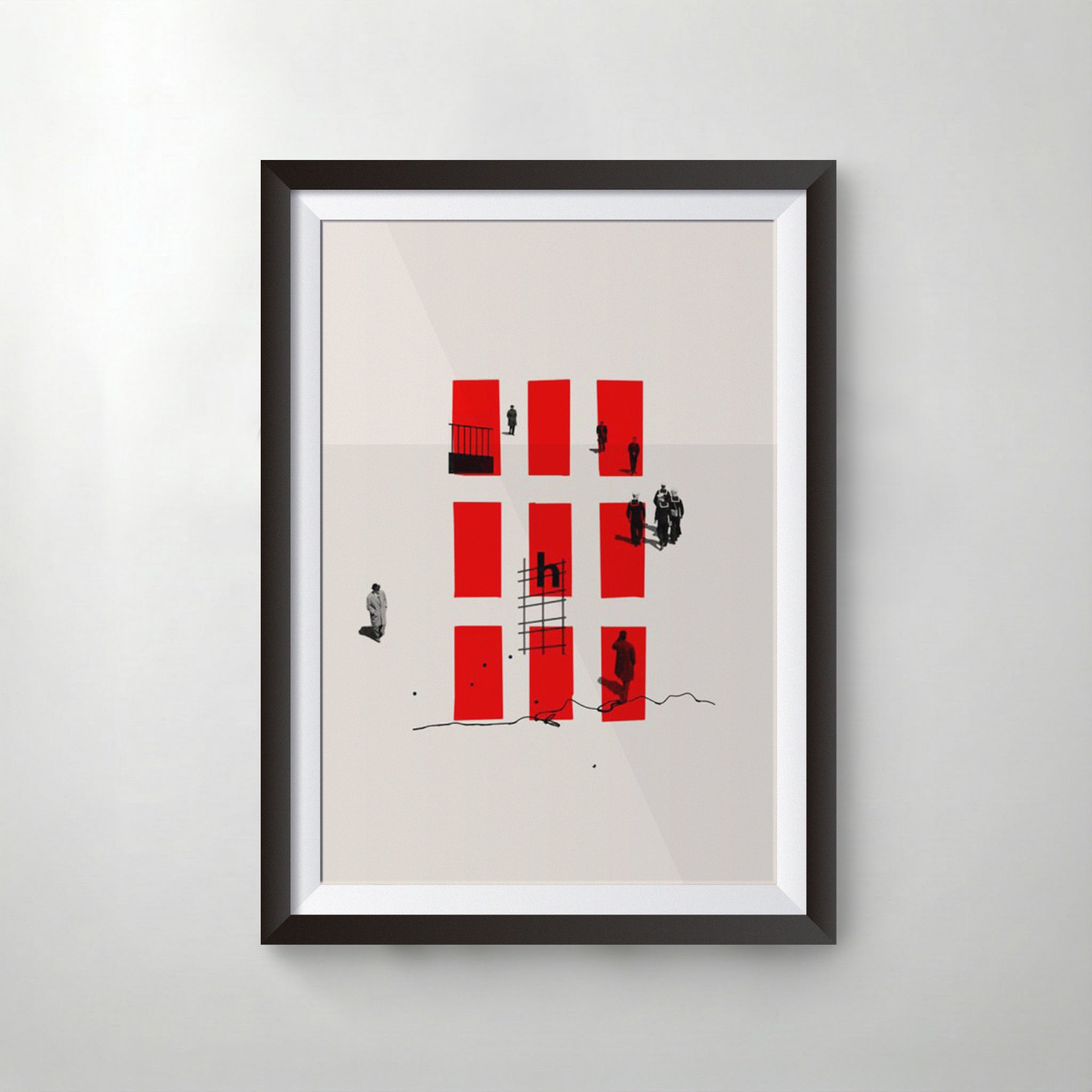 Red Grid — Minimal Abstract Art Poster