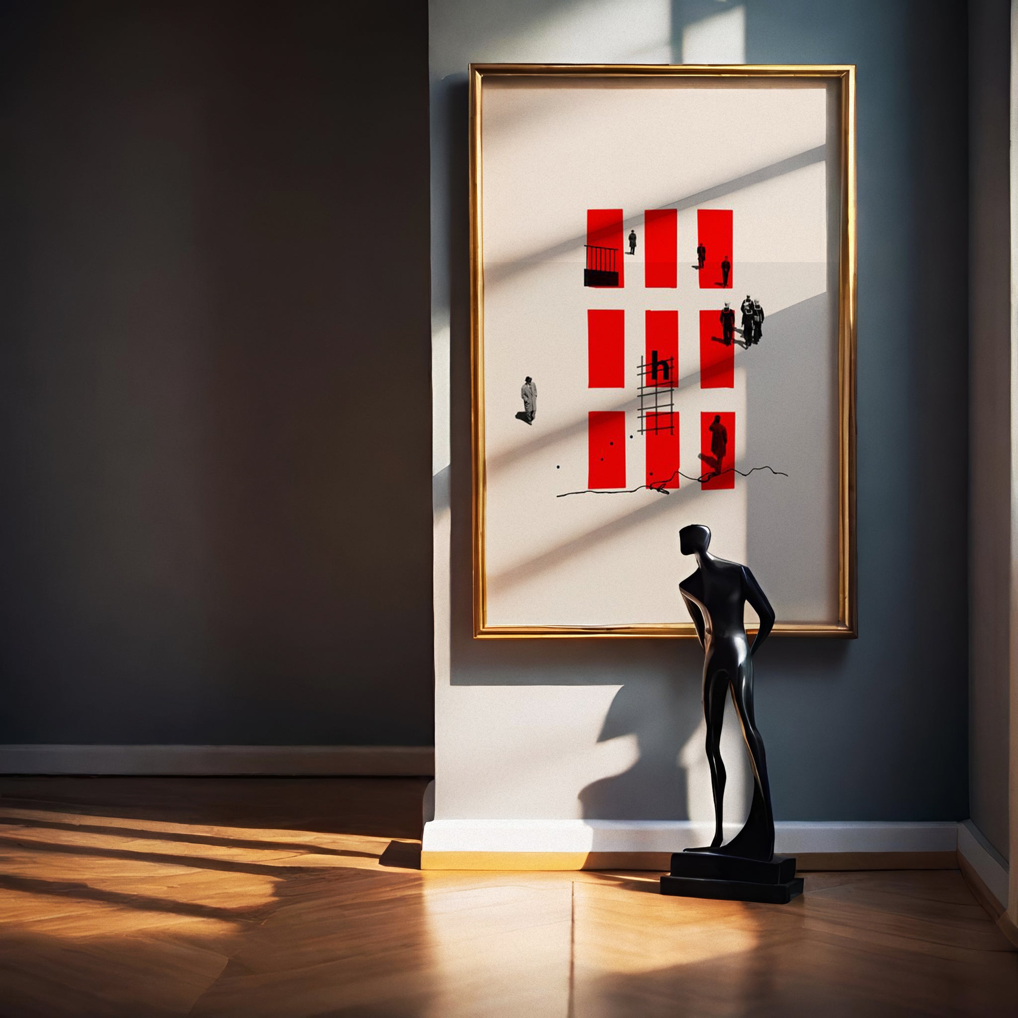 Red Grid — Minimal Abstract Art Poster