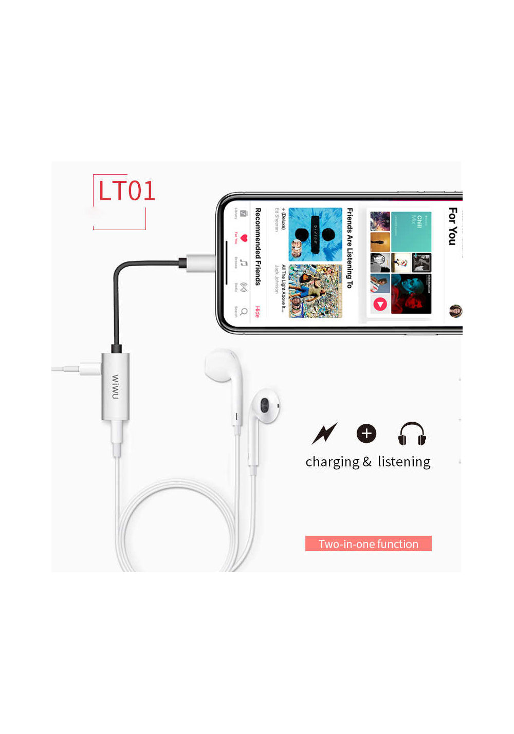 Wiwu LT01 Lightning Ses Adaptörü