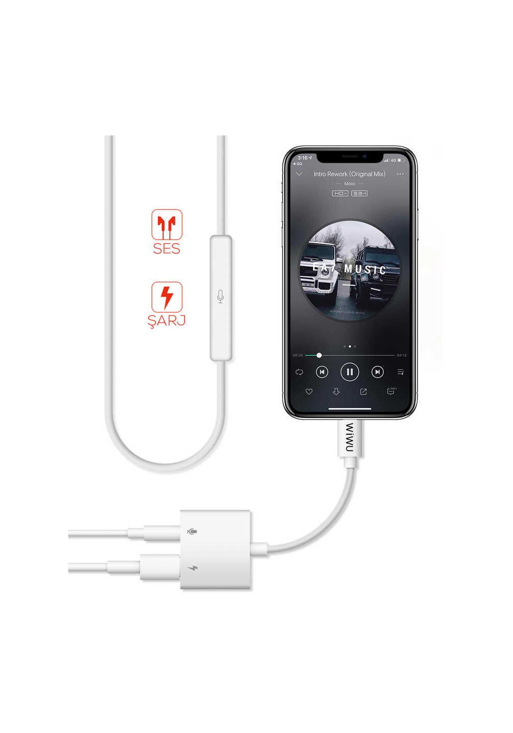 Wiwu LT01 Pro Lightning Ses Adaptörü