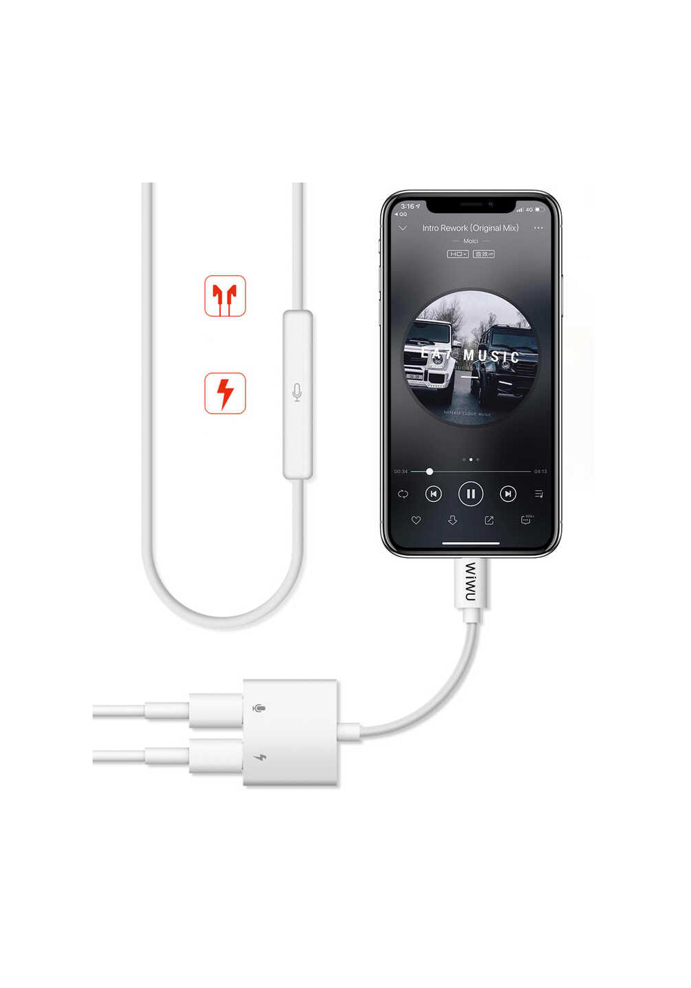 Wiwu LT01 Plus Lightning Ses Adaptörü
