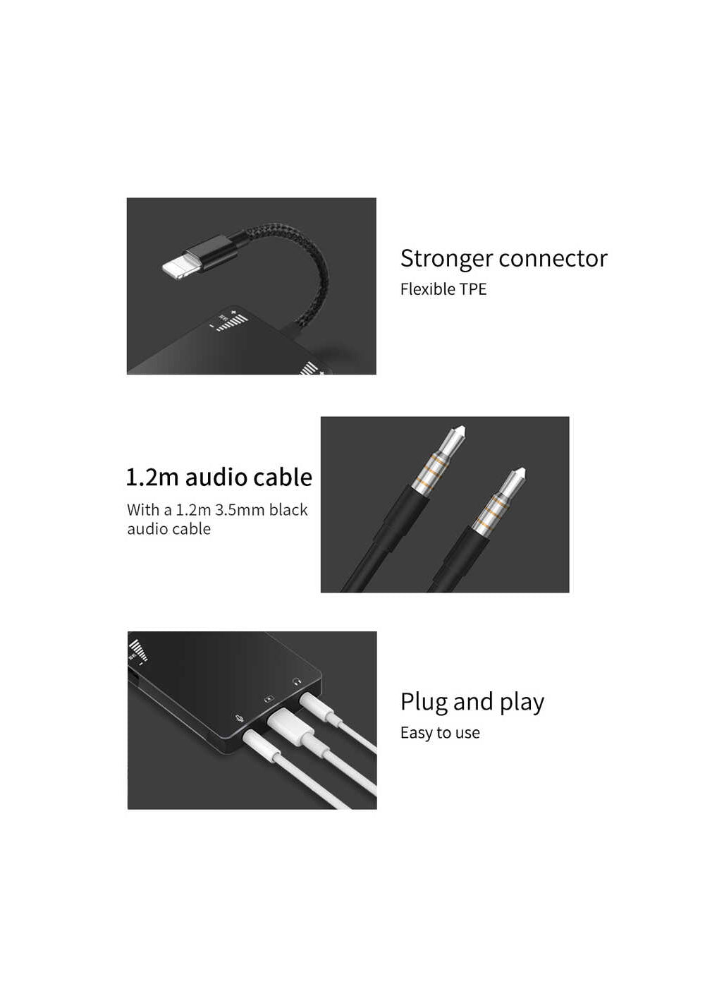 Wiwu 3 in 1 Live Broadcast Lightning Ses Adaptörü