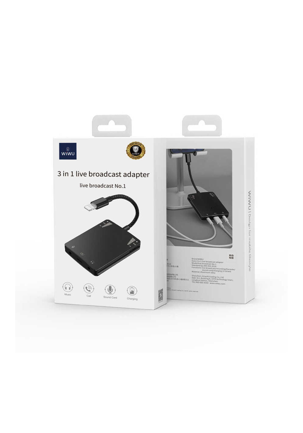 Wiwu 3 in 1 Live Broadcast Lightning Ses Adaptörü