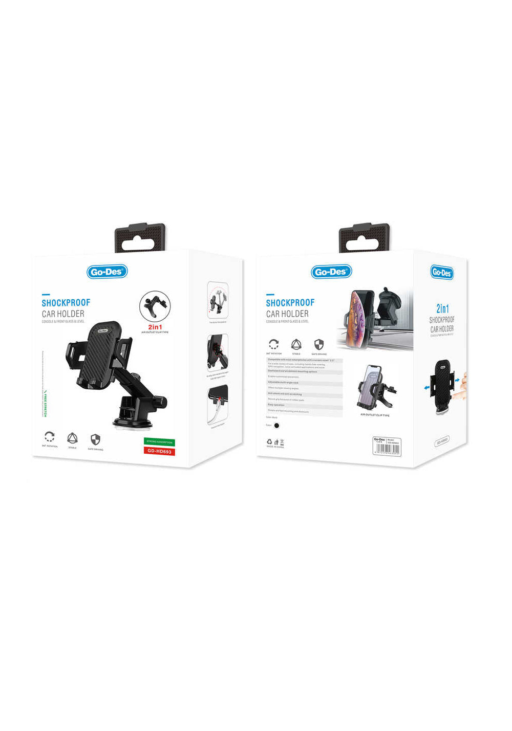 Go Des GD-HD693 2 in 1 Araç Telefon Tutucu