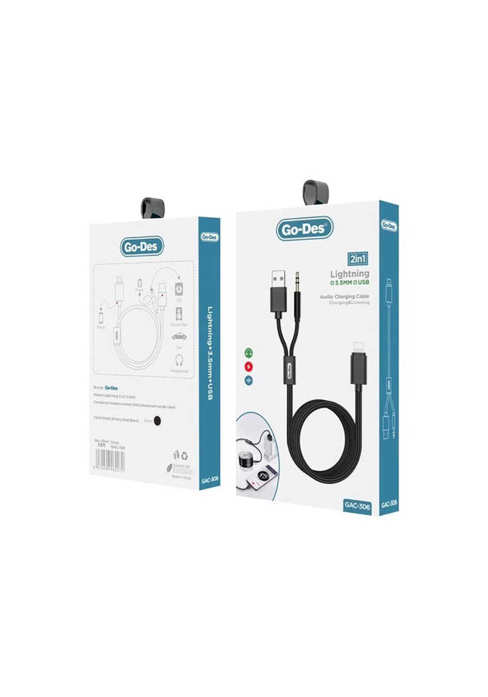 Go Des GAC-306 2 in 1 Aux Audio Kablo