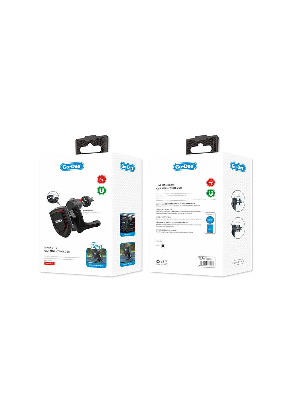 Go Des GD-HD716 2 in 1 Magnetik Araç Telefon Tutucu