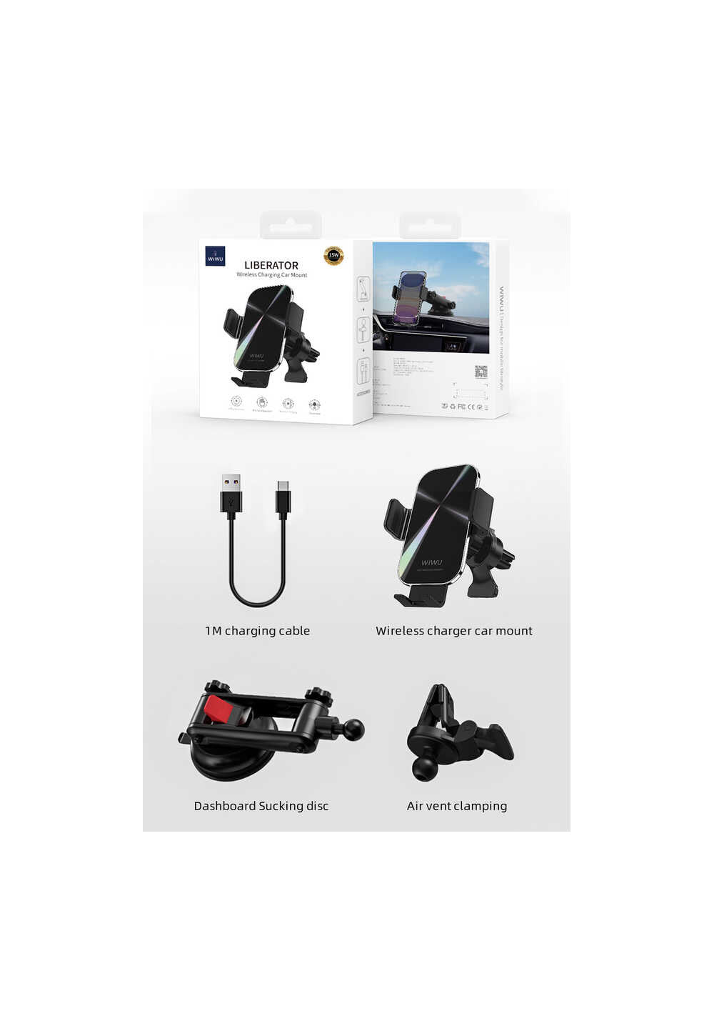 Wiwu CH-307 Liberator Wireless Charging Mount Araç Telefon Tutucu