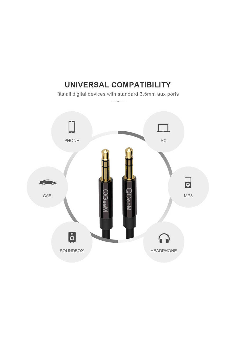 Qgeem QG-AU04 3.5mm Aux Audio Kablo 5M