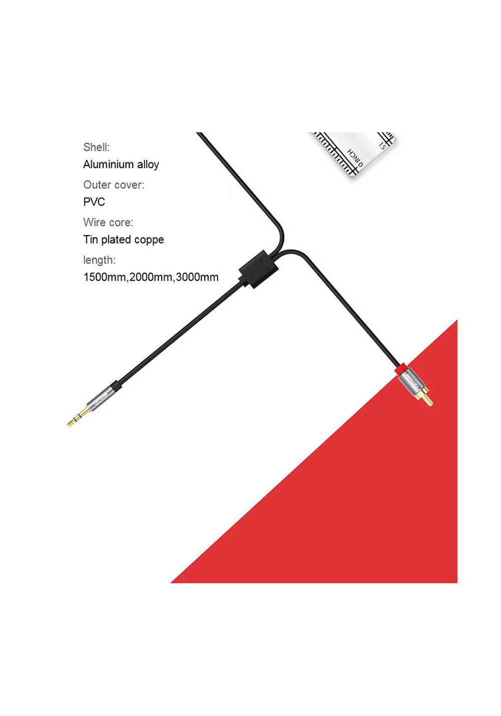 Qgeem QG-AU09 3.5mm To RCA Aux Audio Kablo 5M