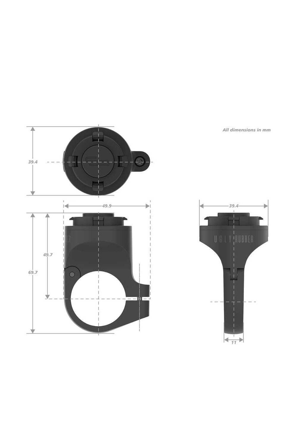 Ugly Rubber Y Ride Mount Motosiklet Telefon Tutucu
