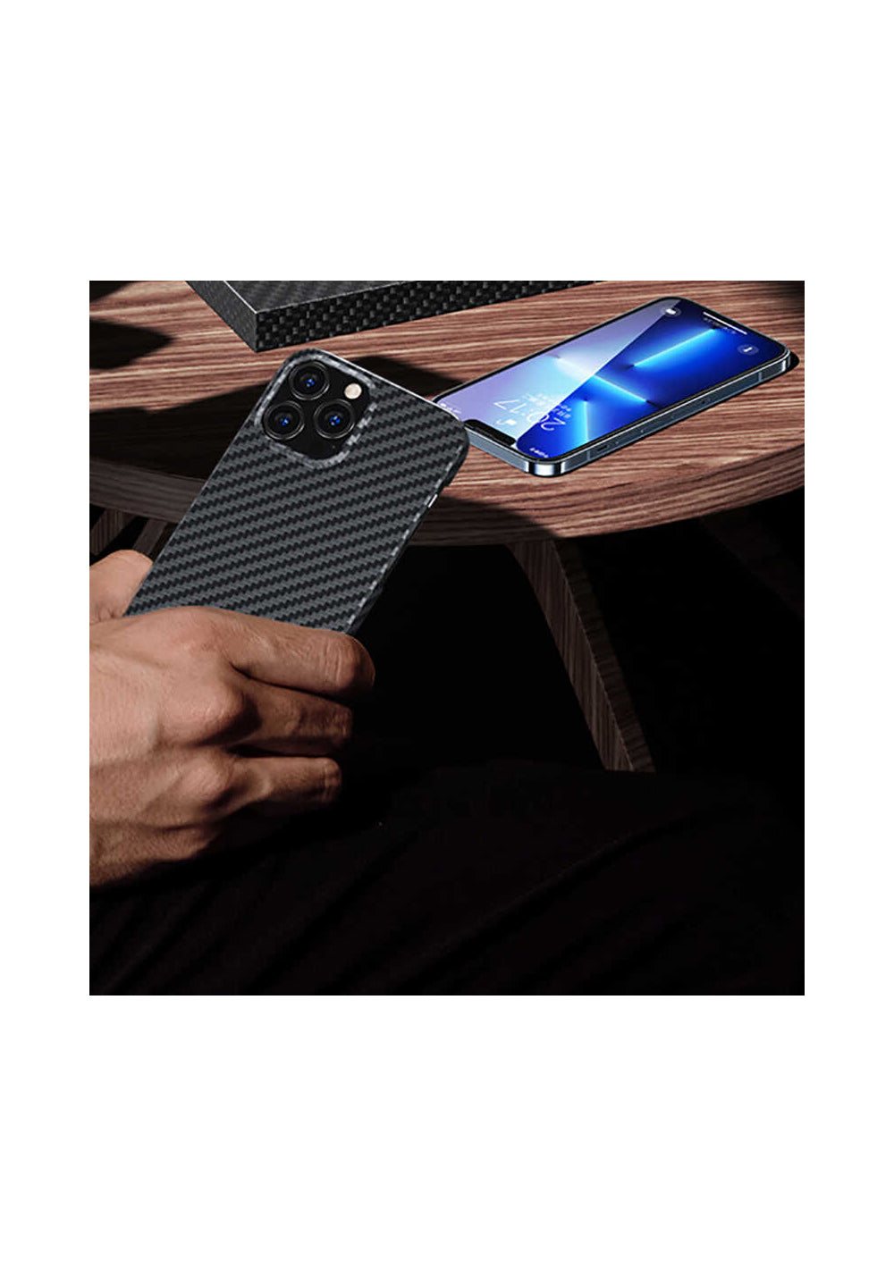 Benks iPhone 13 Kılıf Aramid Karbon M-safe 3 in 1 Set