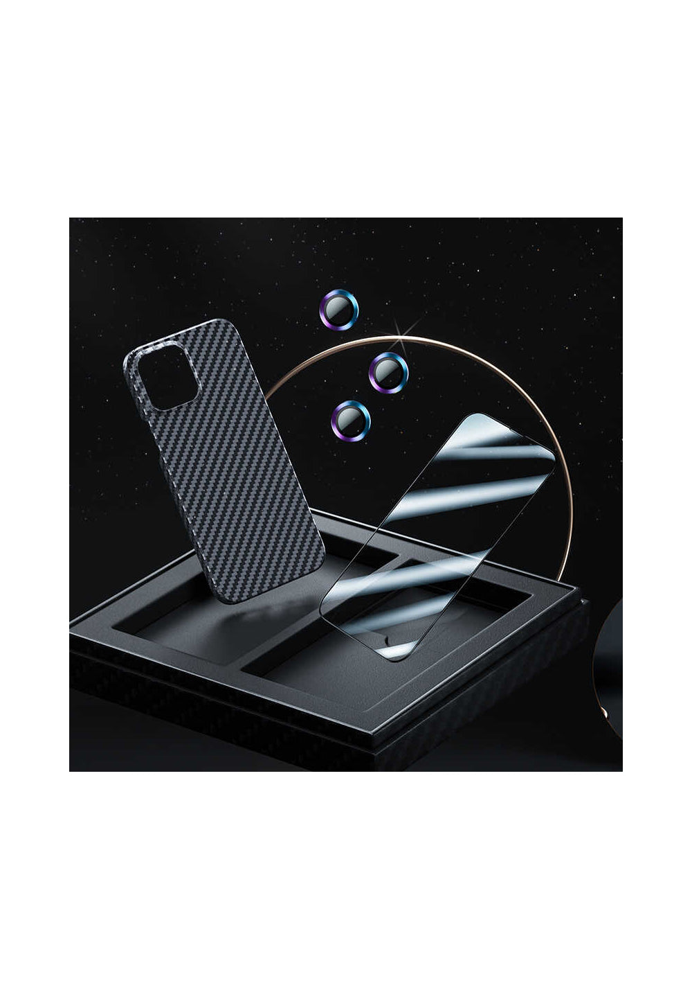 Apple iPhone 13 Pro Max Kılıf Benks Aramid Karbon M-safe 3 in 1 Set