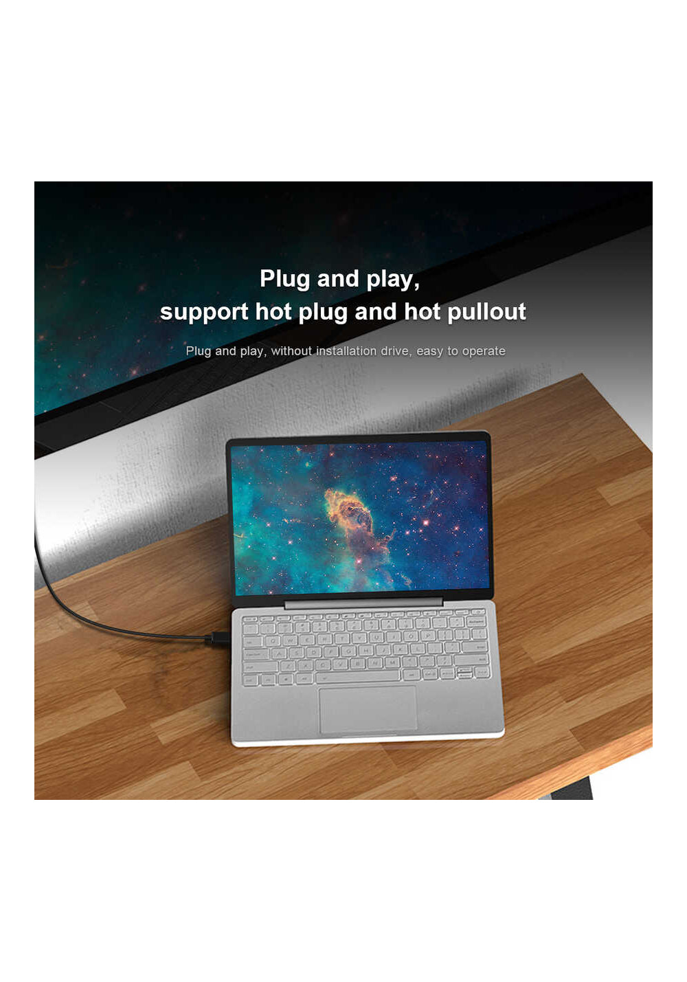 Qgeem QG-UA17 Type-C to VGA Adaptörü Yüksek Çözünürlüklü Dönüştürücü Kablo 1080p 60Hz 1.2 Metre
