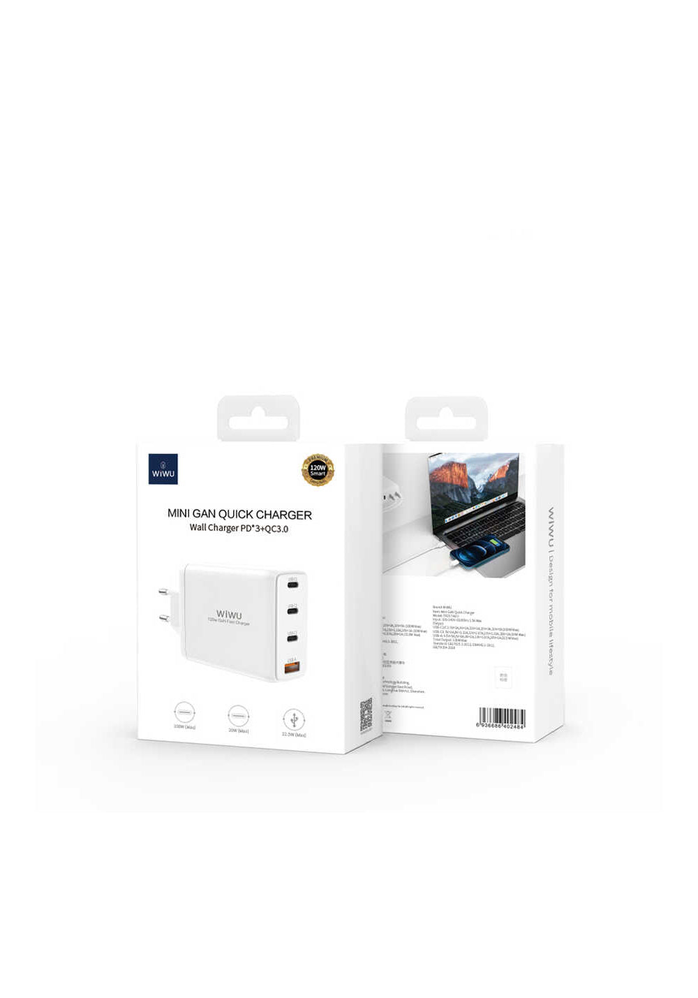 Wiwu TR257-AEU Mini GaN Tech 120W Power Adaptör
