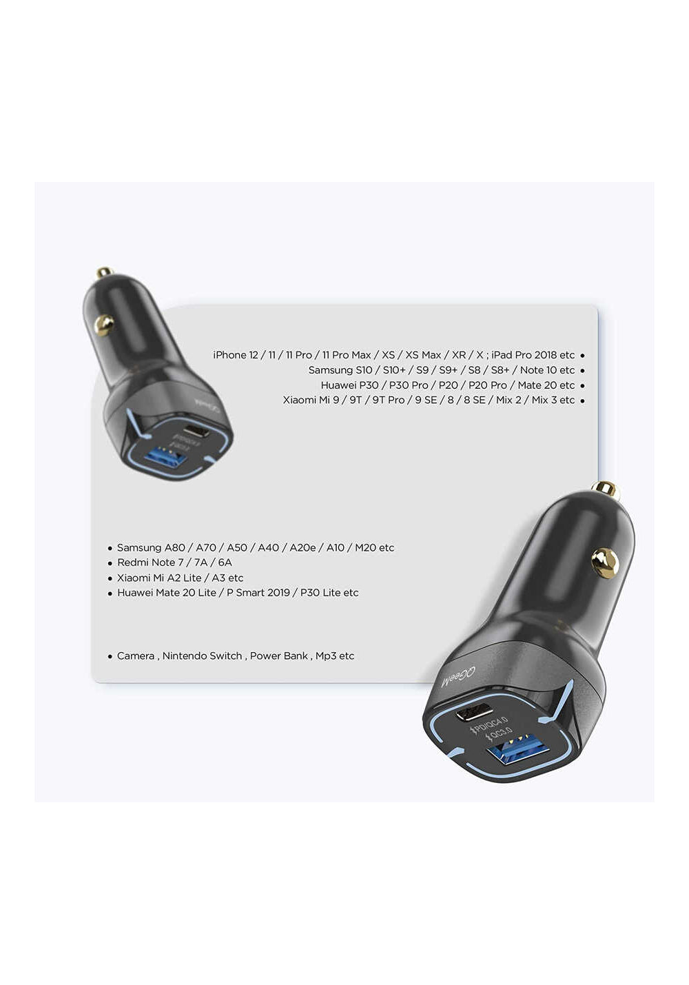 Qgeem QG-CHAP03 Usb - PD 52.5W Araç Şarj Aleti