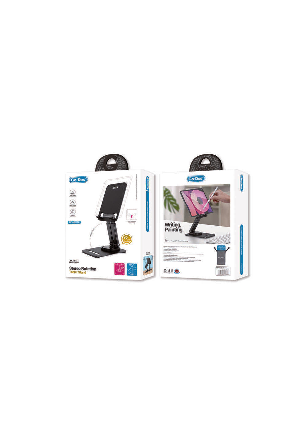 Go Des GD-HD778 Uzayabilen 360 Döner Başlıklı Metal Tablet Standı