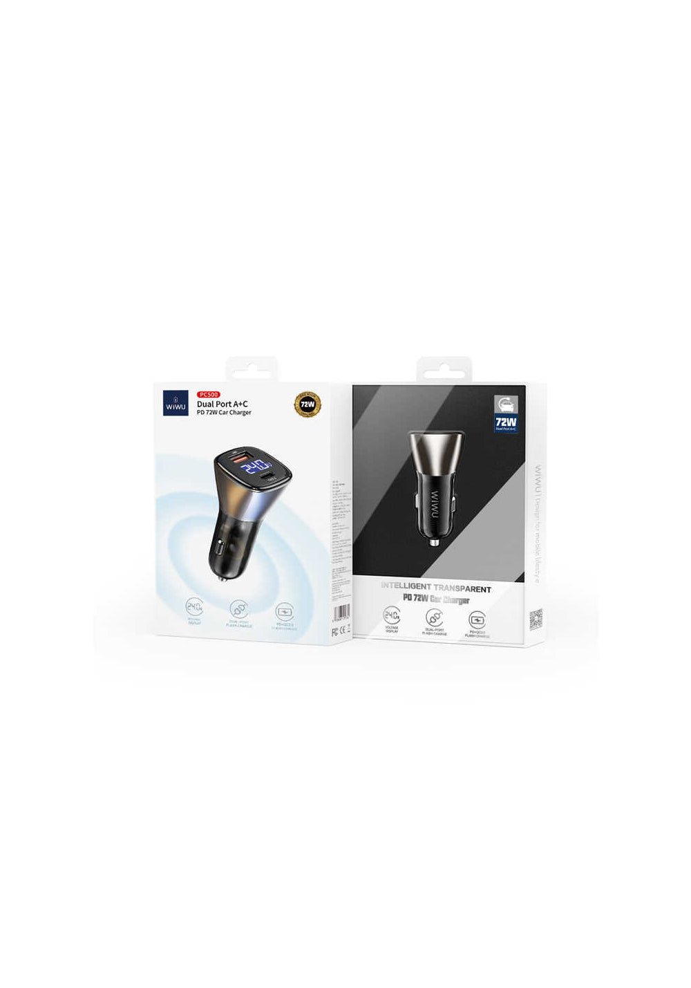 Wiwu PC500 72W PD QC3.0 Ultra Hızlı Şarj Destekli Dijital Göstergeli Araç Şarj Başlığı