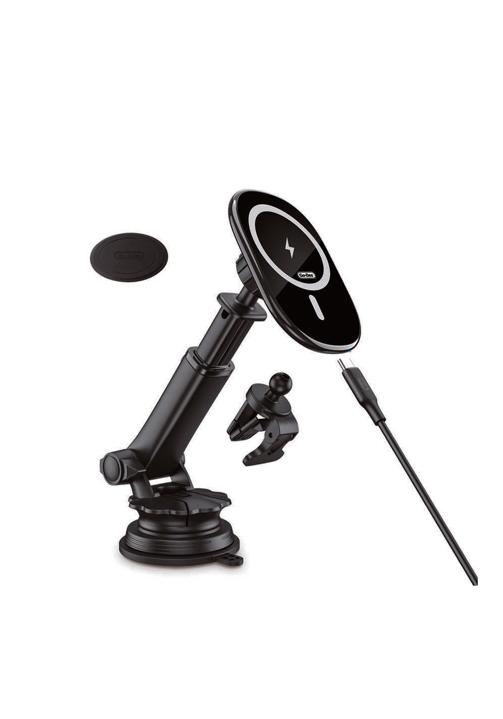 Go Des GD-WL398 Magnetik Wireless Şarj Özellikli 2 in 1 Telefon Tutucu Vantuzlu Tasarım