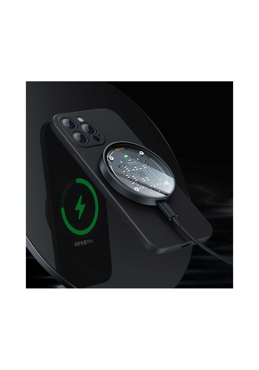 Benks W09 Şeffaf Görünümlü M-safe Wireless Şarj Aleti