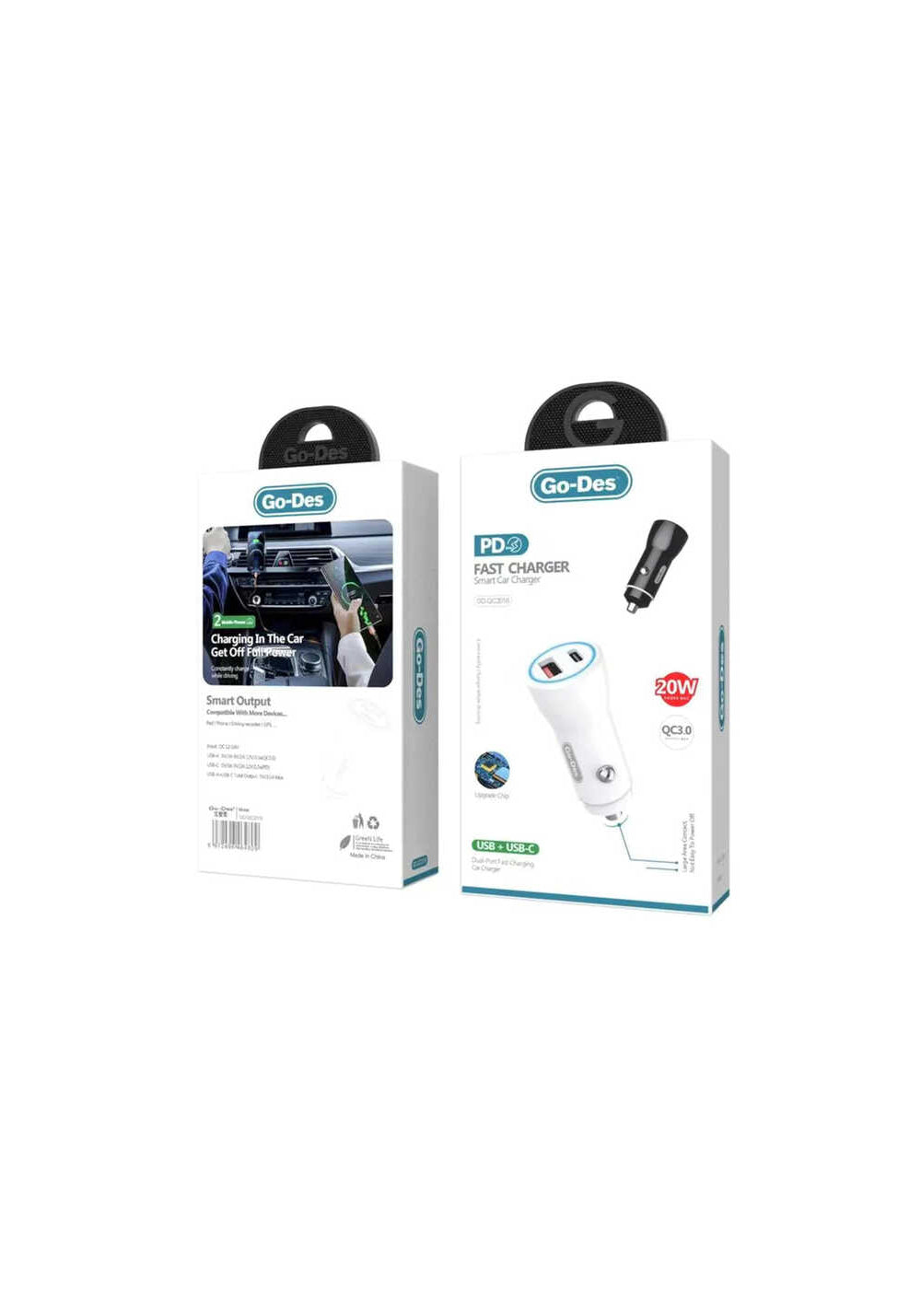 Go Des GD-QC2016 Hızlı Şarj Çift Port PD Araç Şarj Aleti 20W Max