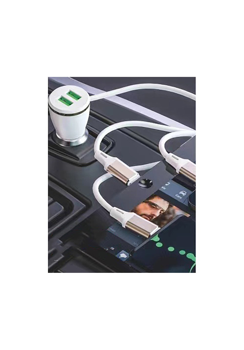 Go Des GD-CC202 5 in 1 5A Hızlı Şarj Çift USB-A ve Micro Type-C Lightning Kablolu Araç Şarj Aleti