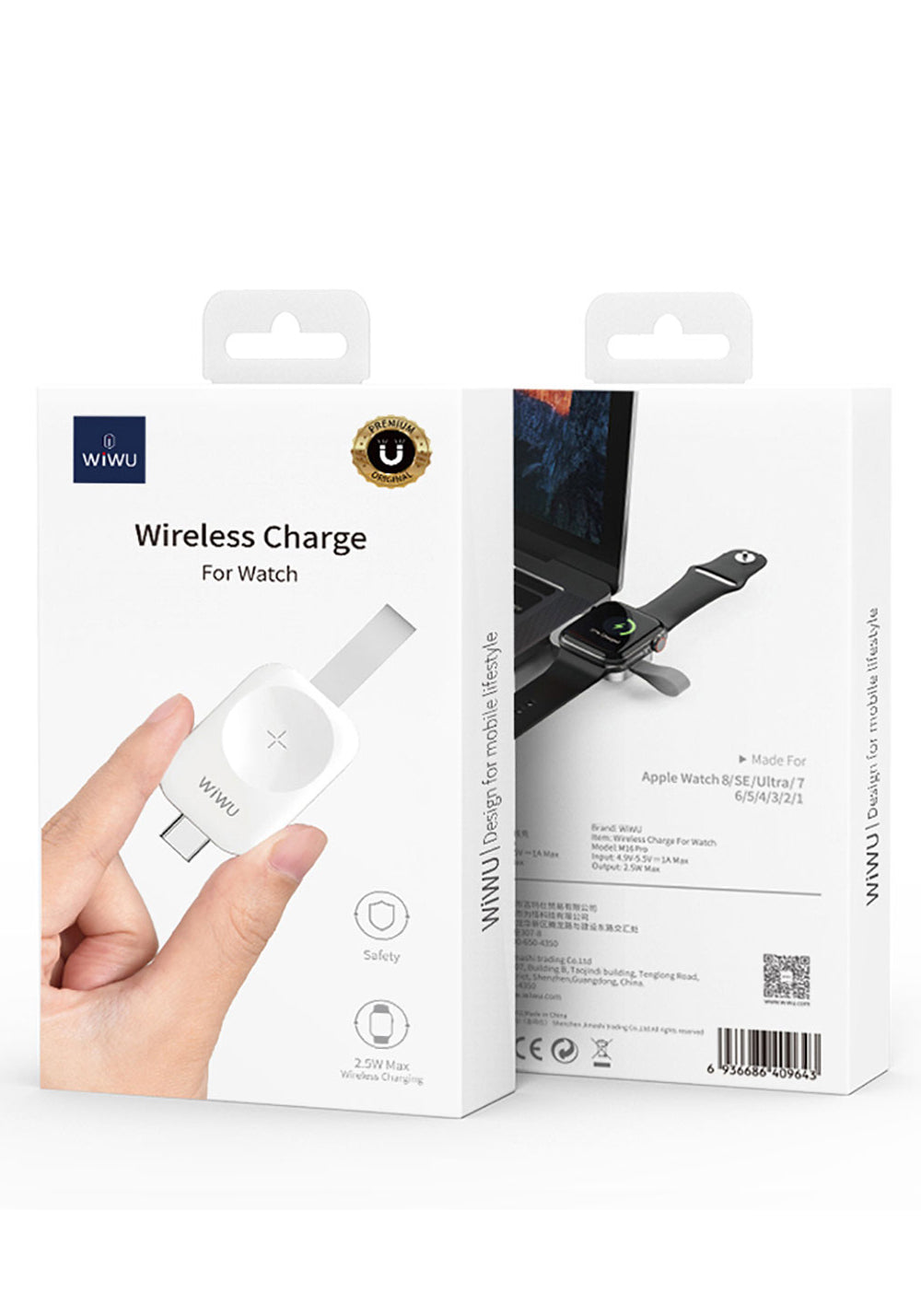Wiwu M16 Pro Akıllı Saat Mini Wireless Magnetik Şarj Aleti 2.5W