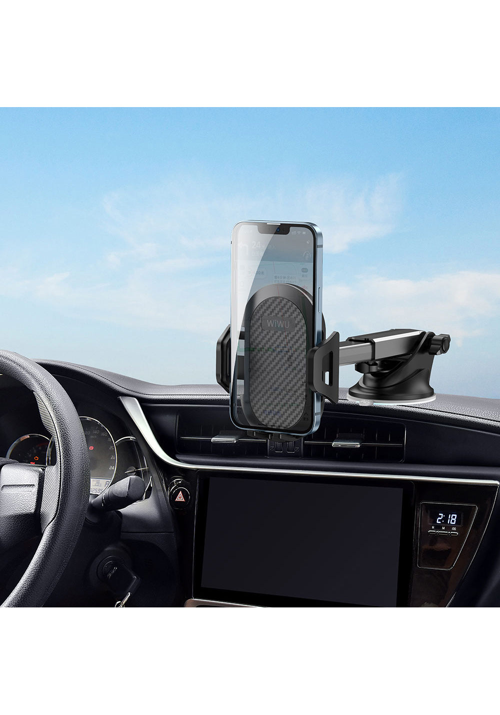 Wiwu CH015 Otomatik Mekanizmalı Vantuzlu Tasarım Araç Telefon Tutucu