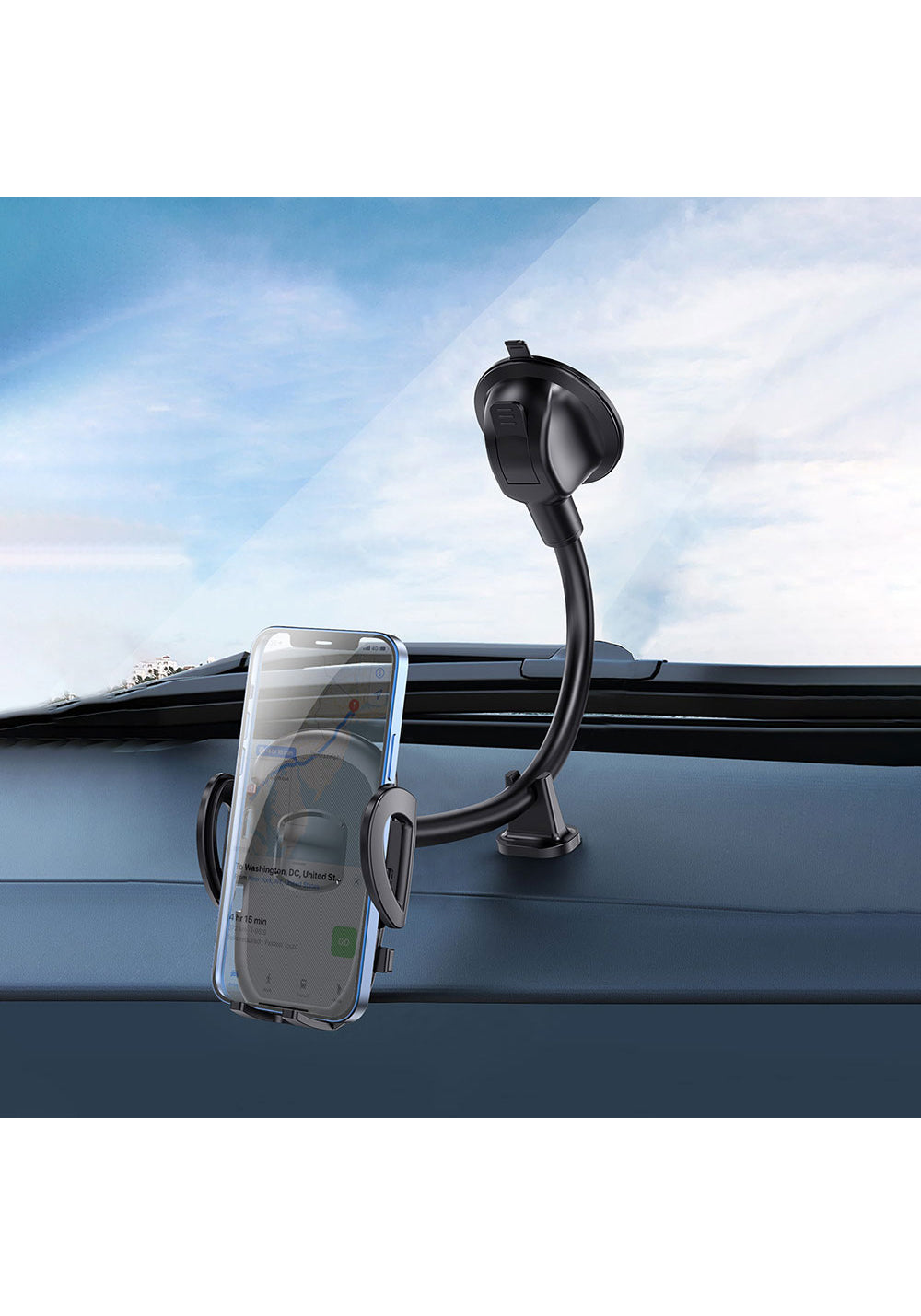 Wiwu CH016 Otomatik Mekanizmalı Esnek Spiralli Vantuzlu Tasarım Araç Telefon Tutucu