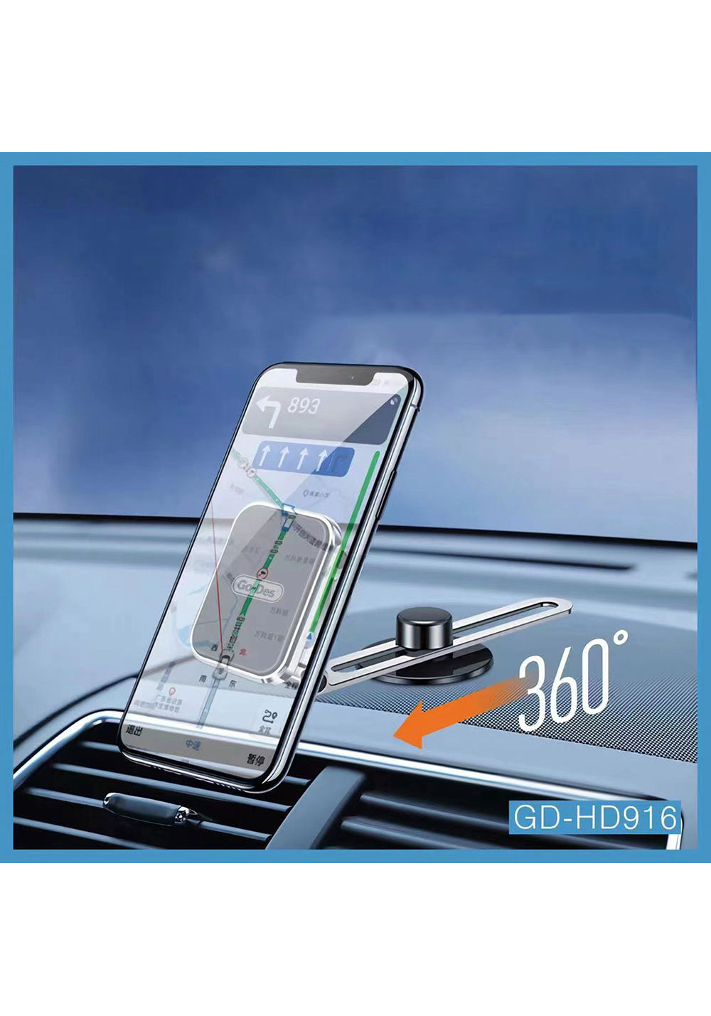 Go Des GD-HD916 Magnetik 360 Derece Dönebilen Düz Zemin Araç Telefon Tutacağı