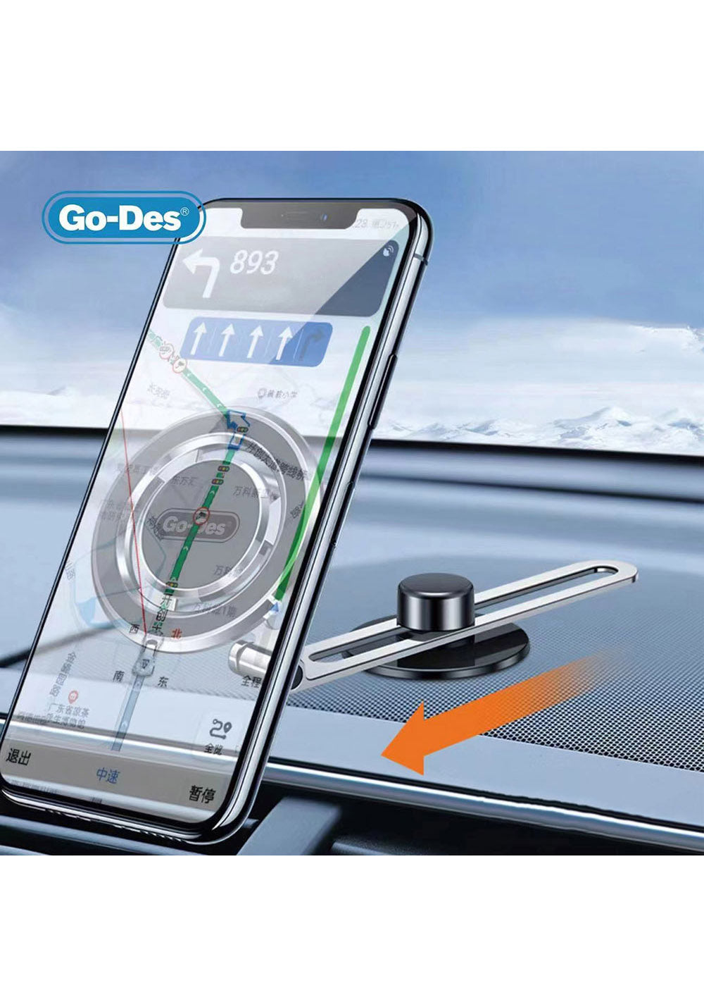 Go Des GD-HD912 Magnetik 360 Derece Dönebilen Düz Zemin Araç Telefon Tutacağı
