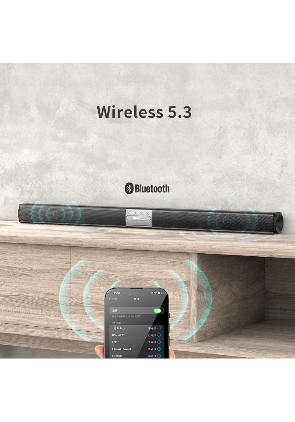 Recci RSK-W32 Bach Hi-Fi Akıllı Wireless Bluetooth 5.3 Speaker Hoparlör 10W 1500mAh
