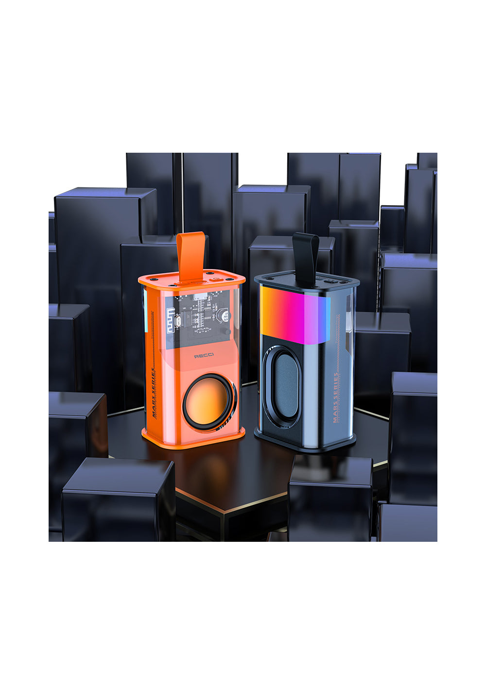 Recci RSK-W30 Mars Hi-Fi RGB Işıklı Wireless Bluetooth 5.3 Speaker Hoparlör 500mAh