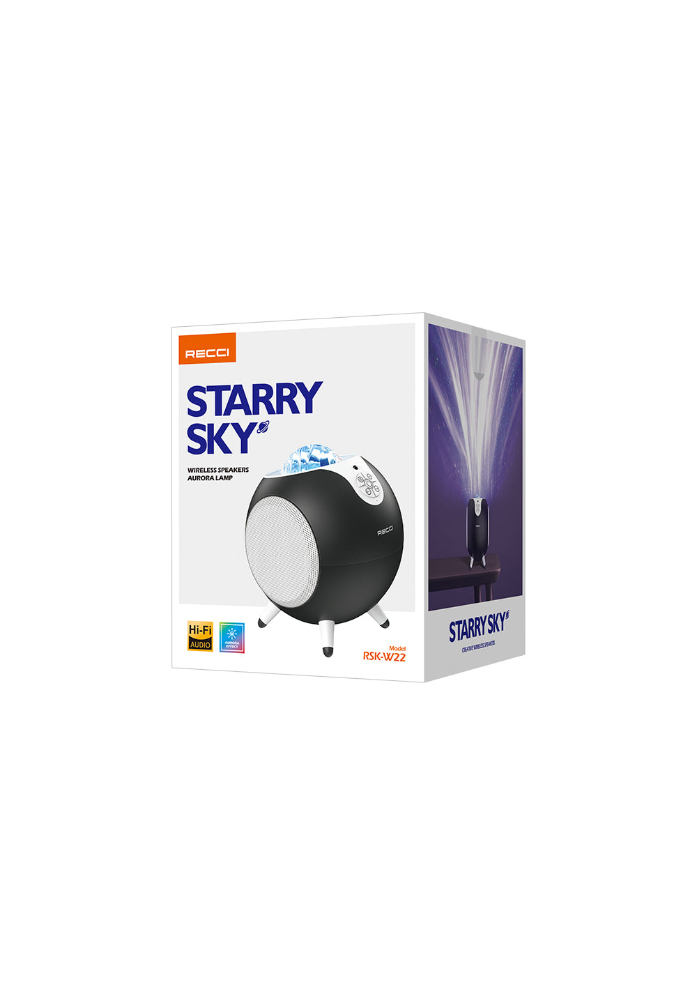 Recci RSK-W22 Starry Sky Hi-Fi Aurora Lambalı Wireless Bluetooth 5.2 Speaker Hoparlör 10W