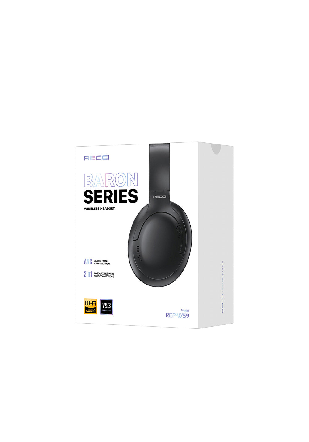 Recci REP-W59 Baron ANC FM Destekli Ayarlanabilir Kulak Üstü Bluetooth Kulaklık