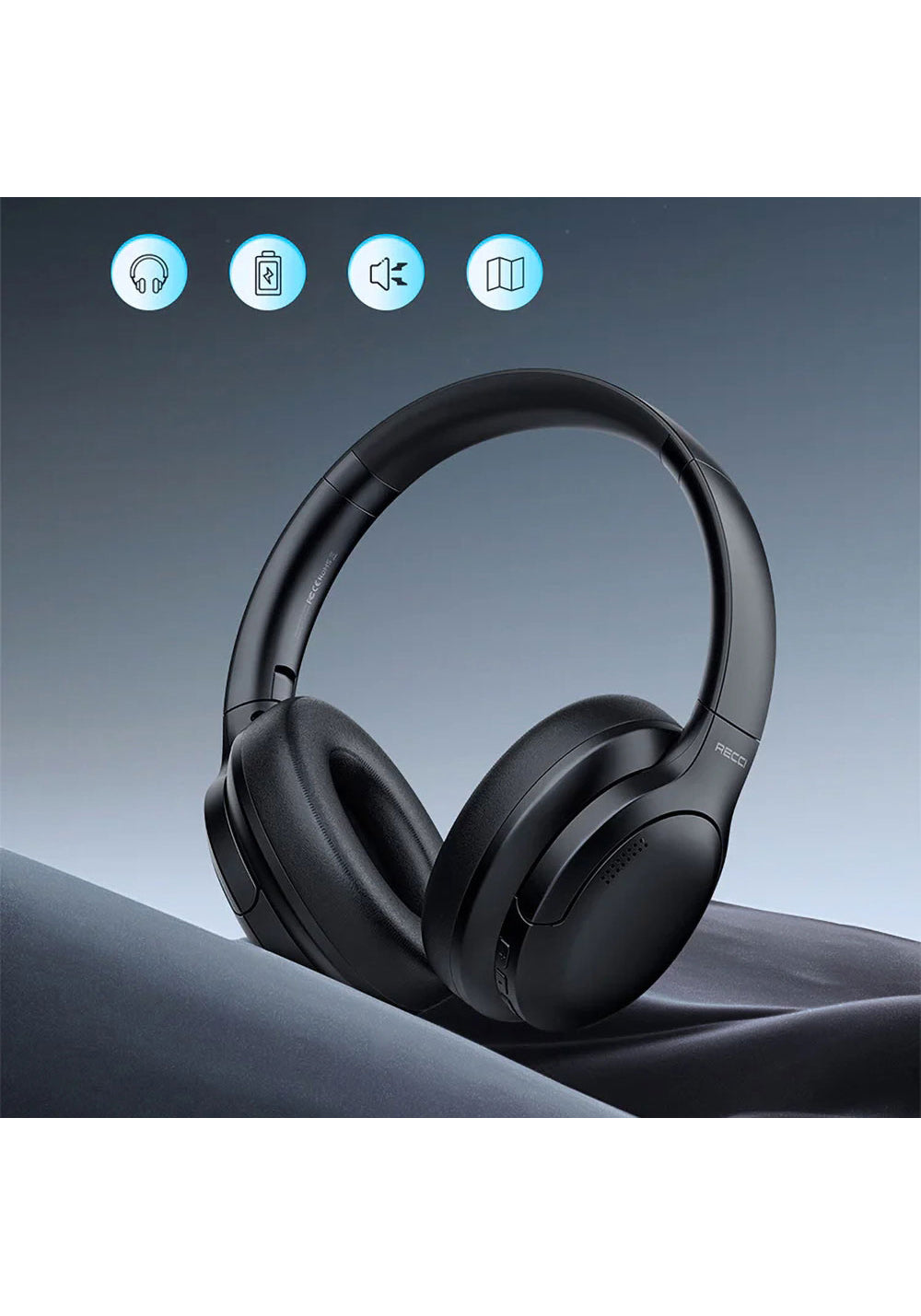Recci REP-W59 Baron ANC FM Destekli Ayarlanabilir Kulak Üstü Bluetooth Kulaklık